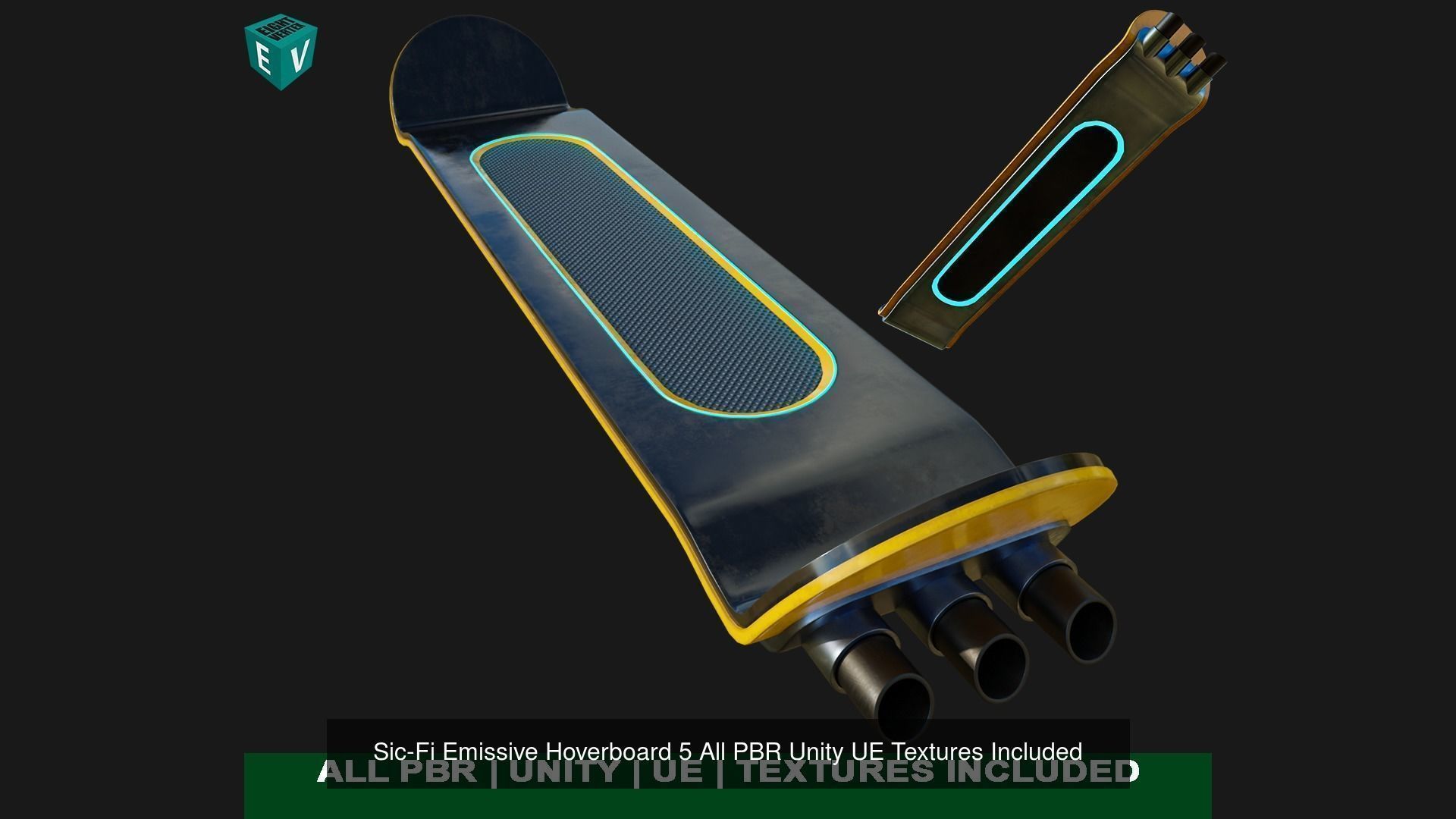 10 Sci Fi Hoverboards All PBR Unity UE Textures Included 3D Model Collection_31