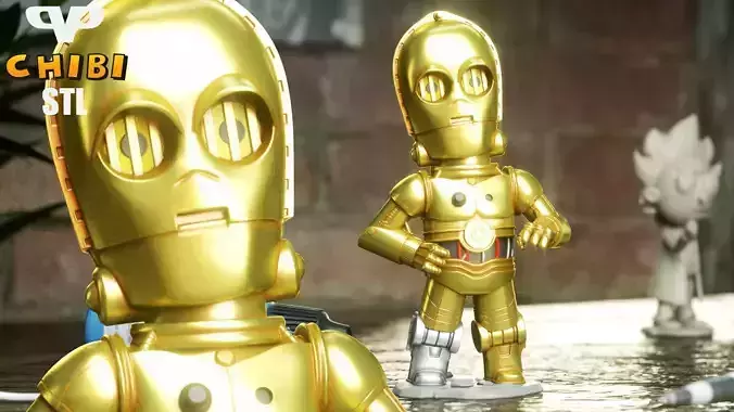 C-3PO Chibi STL for 3D Printing ChibiSTL 3DXM 3D print model