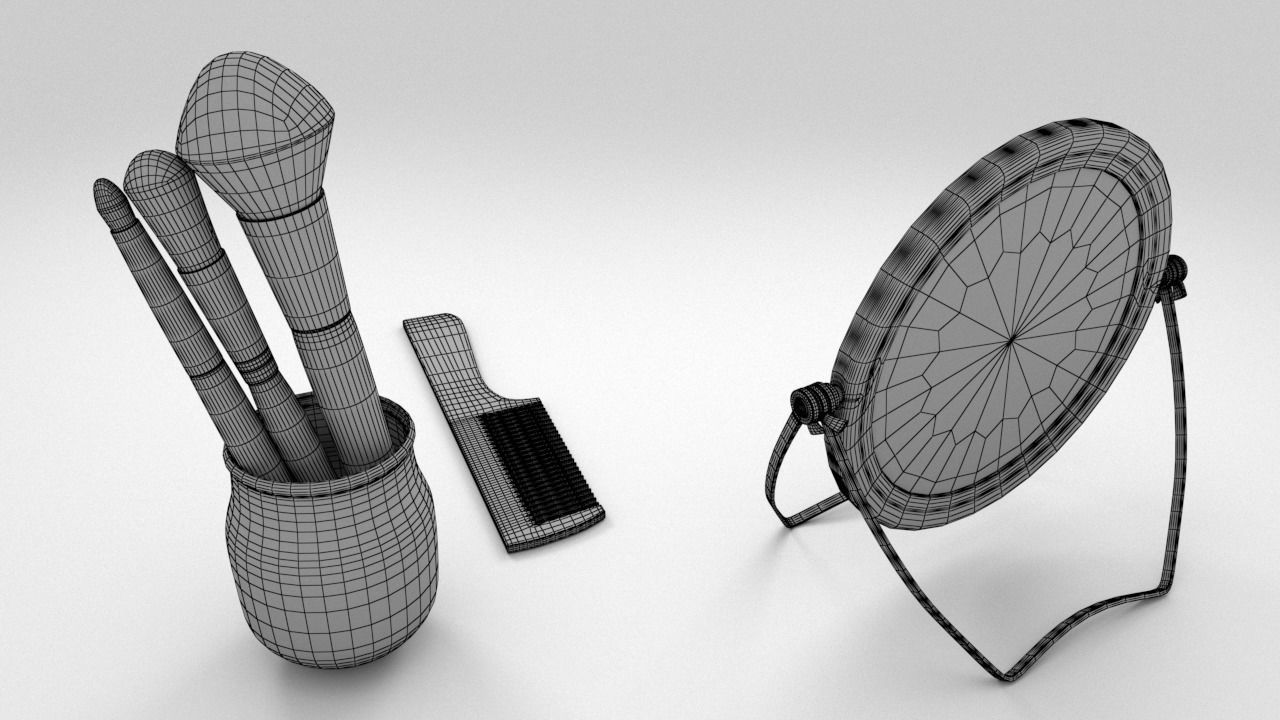 Mirror Comb and Brushes 3D model_6