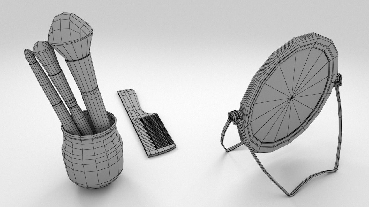 Mirror Comb and Brushes 3D model_8