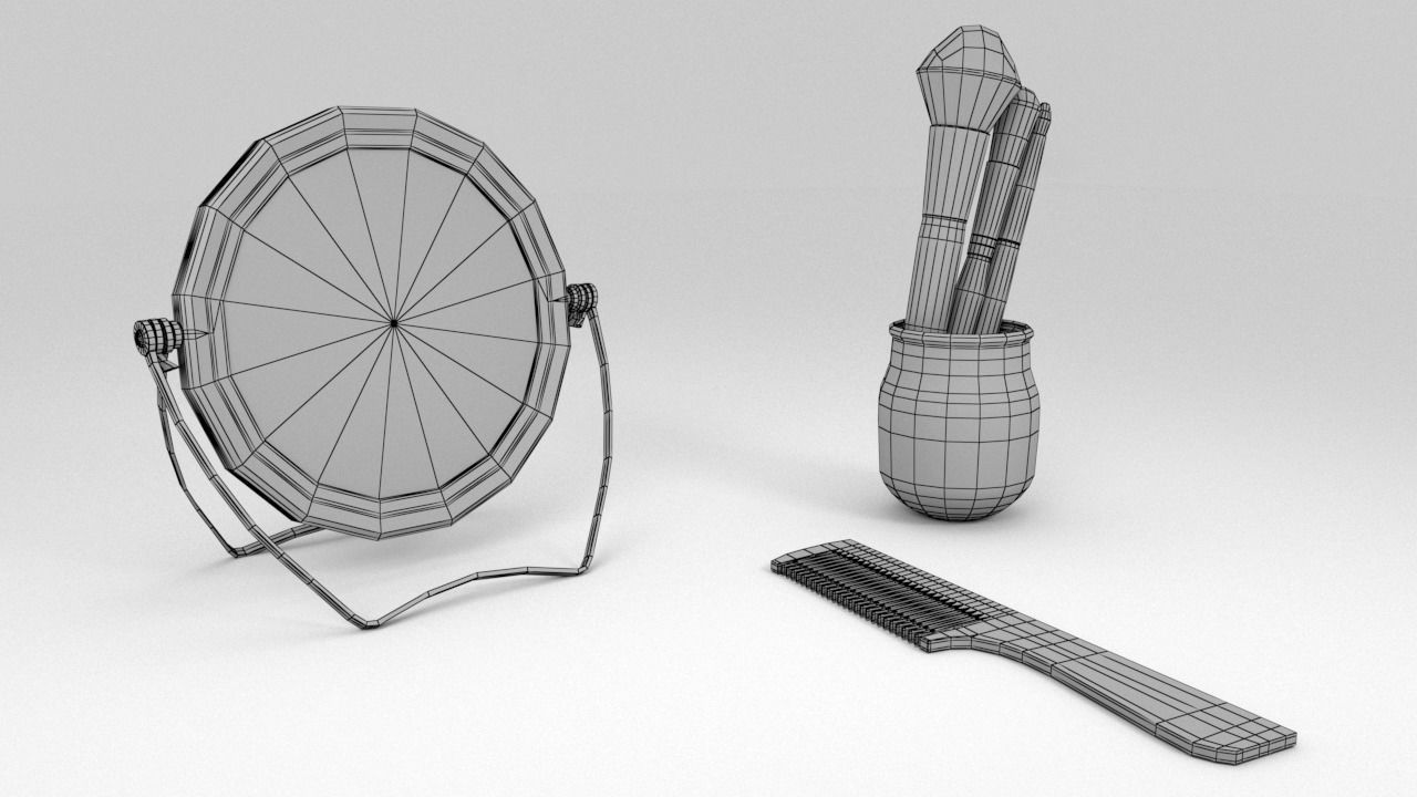 Mirror Comb and Brushes 3D model_7