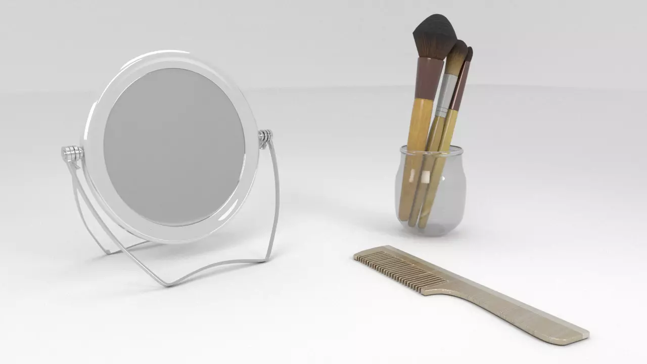 Mirror Comb and Brushes 3D model_0