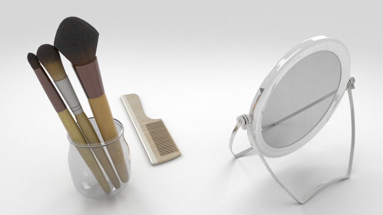 Mirror Comb and Brushes 3D model_4