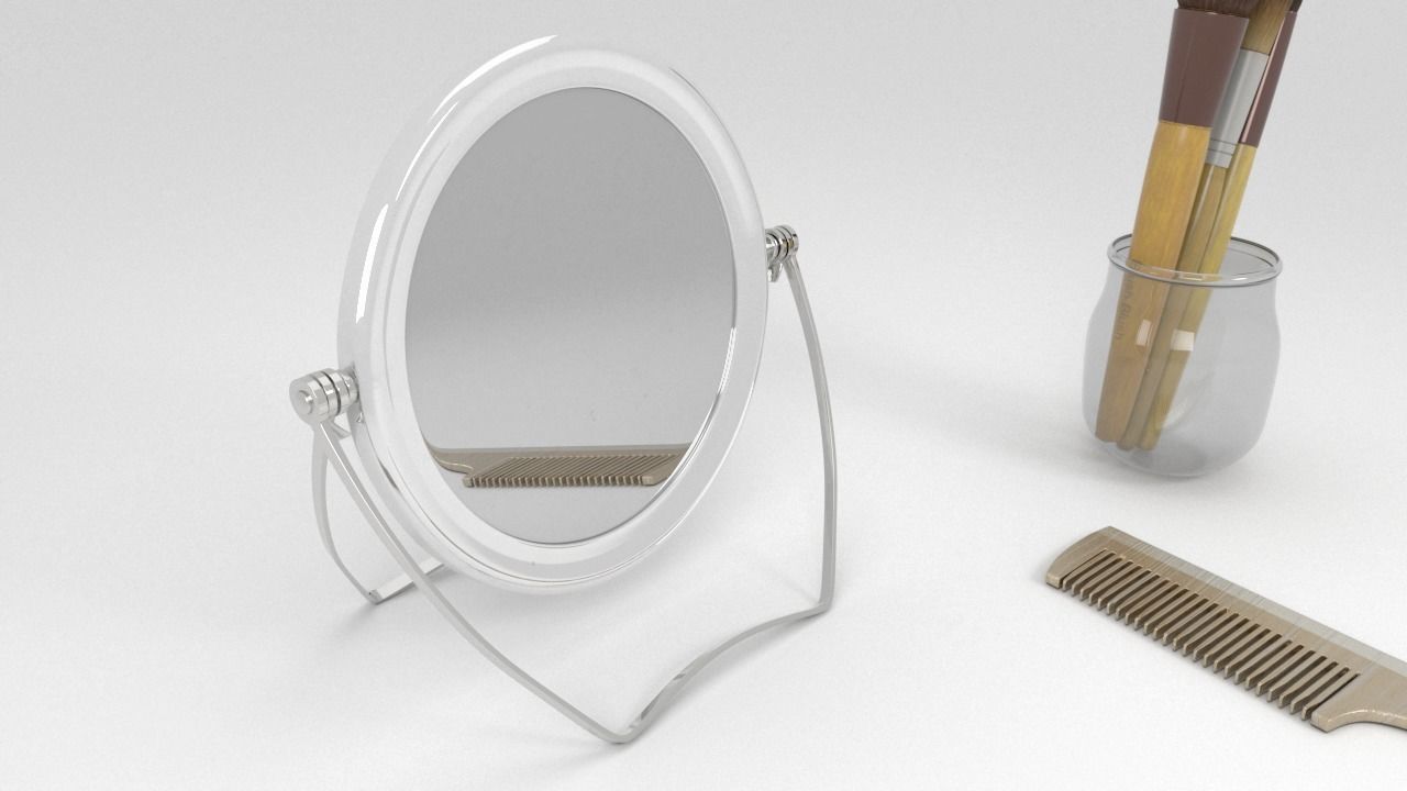 Mirror Comb and Brushes 3D model_1