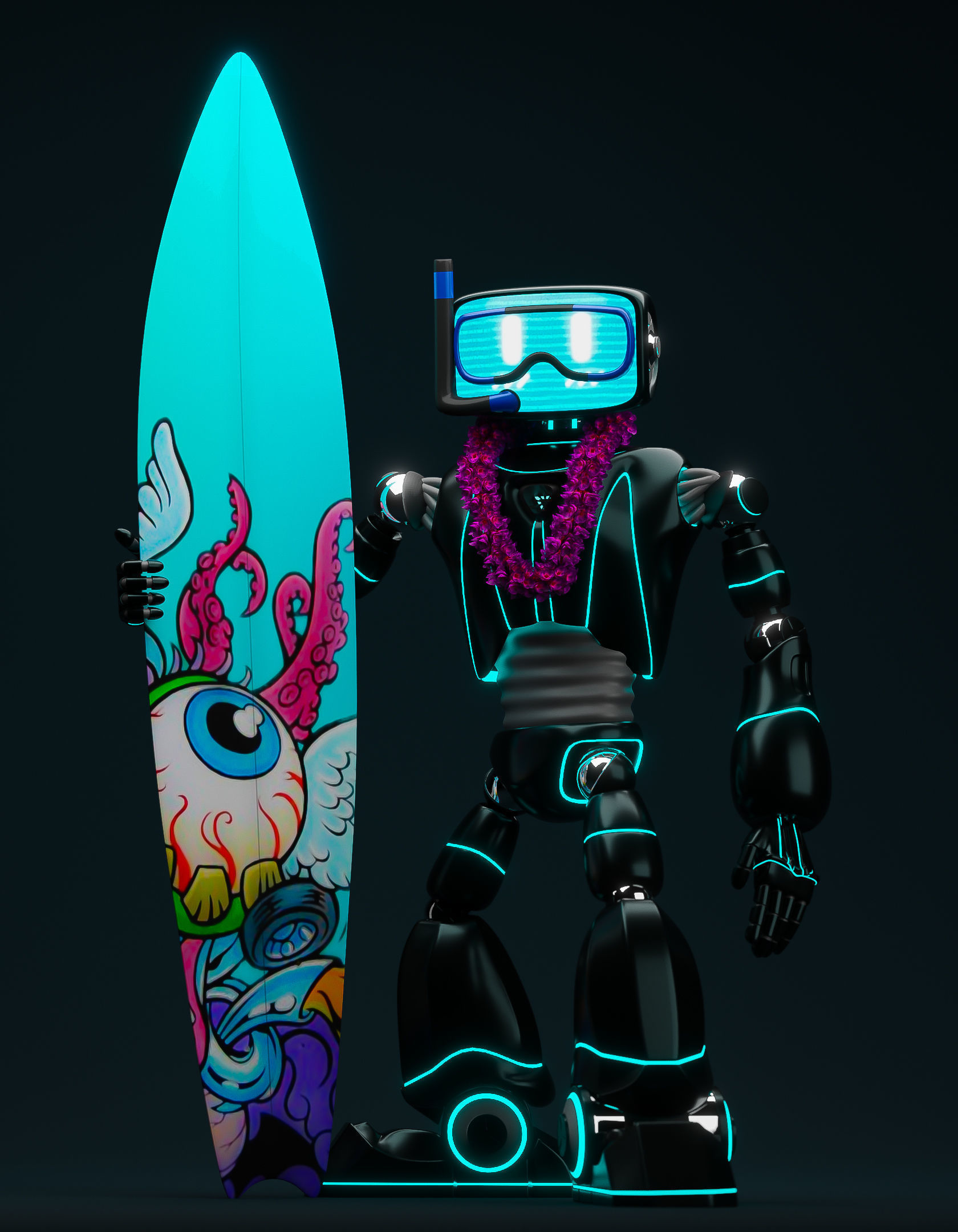 Surfing board 3D model_4
