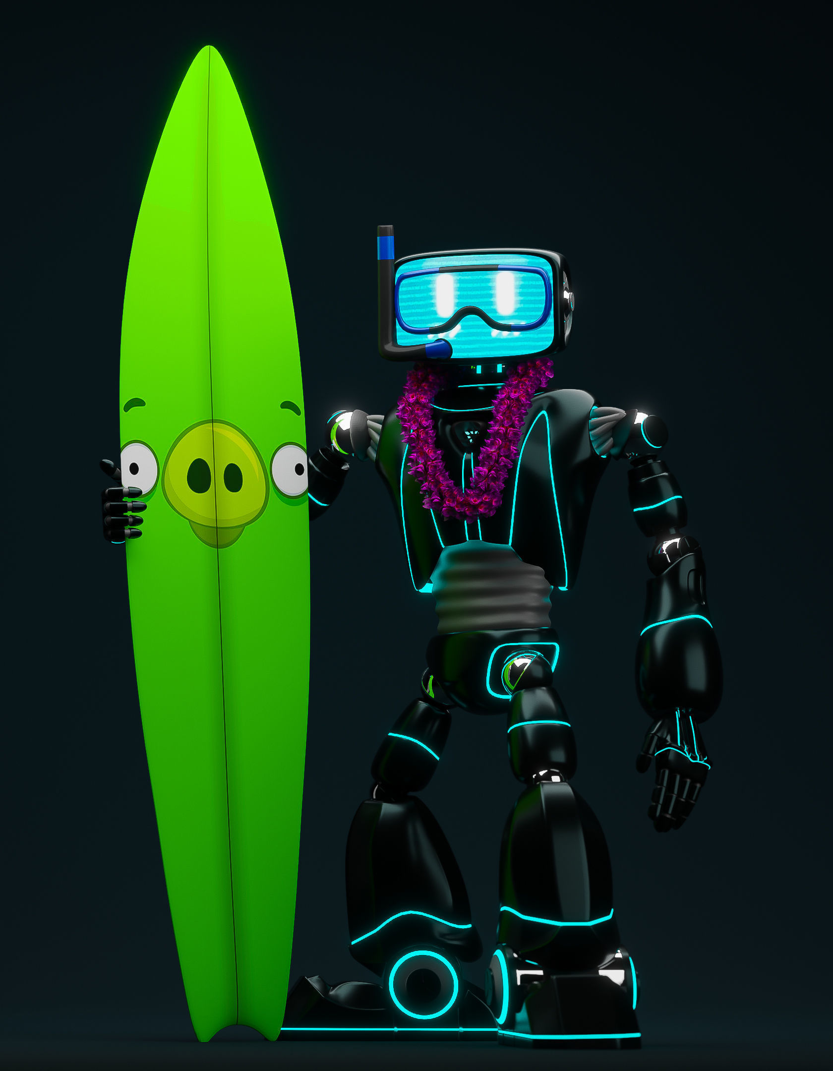 Surfing board 3D model_5