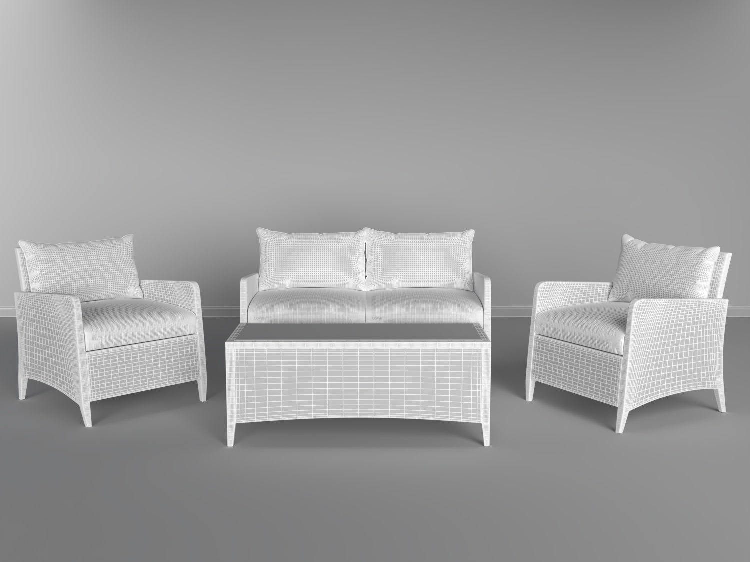 Rattan Outdoor Furniture Garden Sofa Set 3D model CGTrader