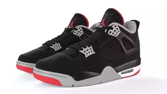 Jordan 4 Retro Bred PBR 3D model Jordan 4 Retro Bred PBR 3D model