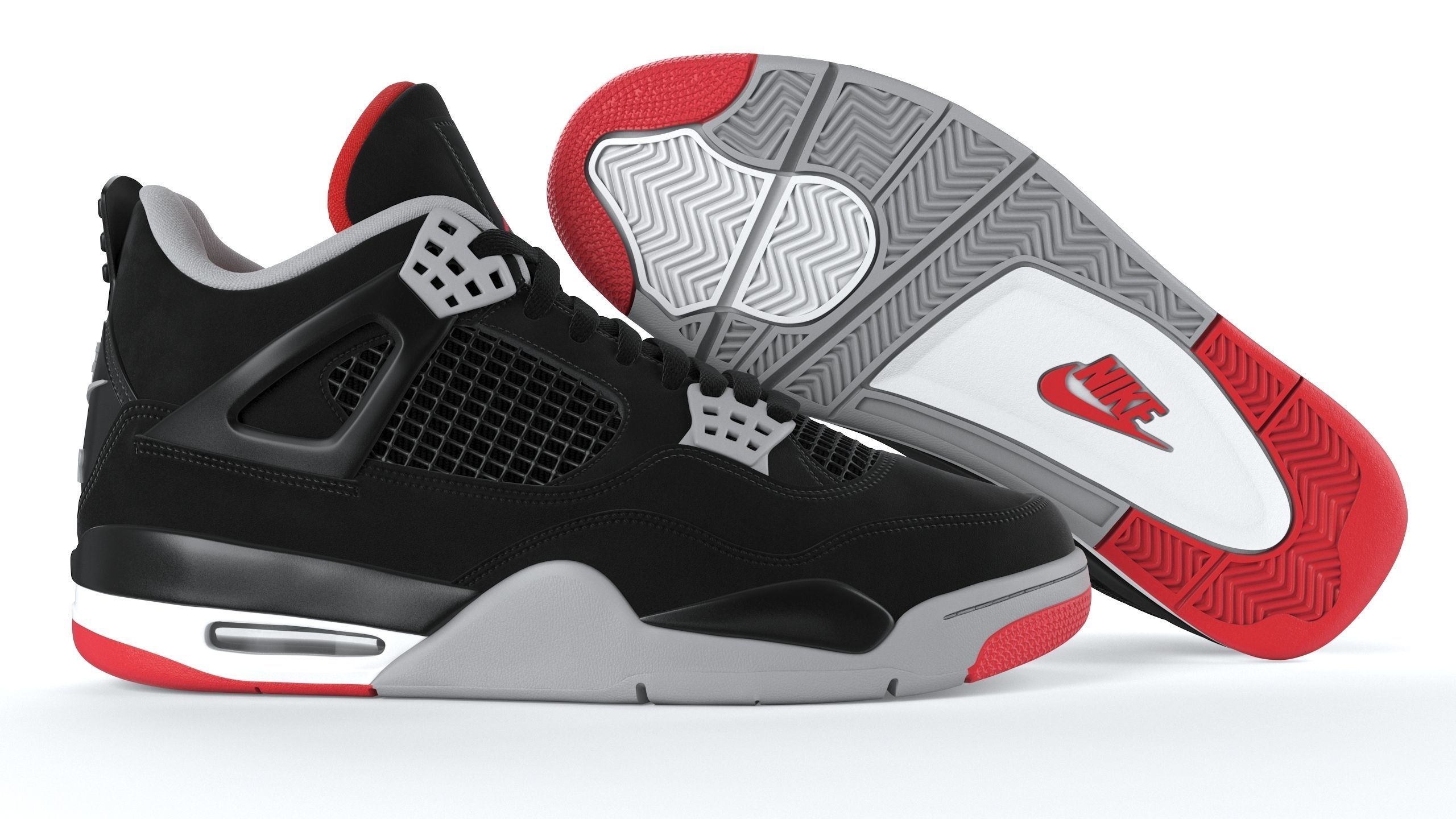 Jordan 4 Retro Bred PBR 3D model_10