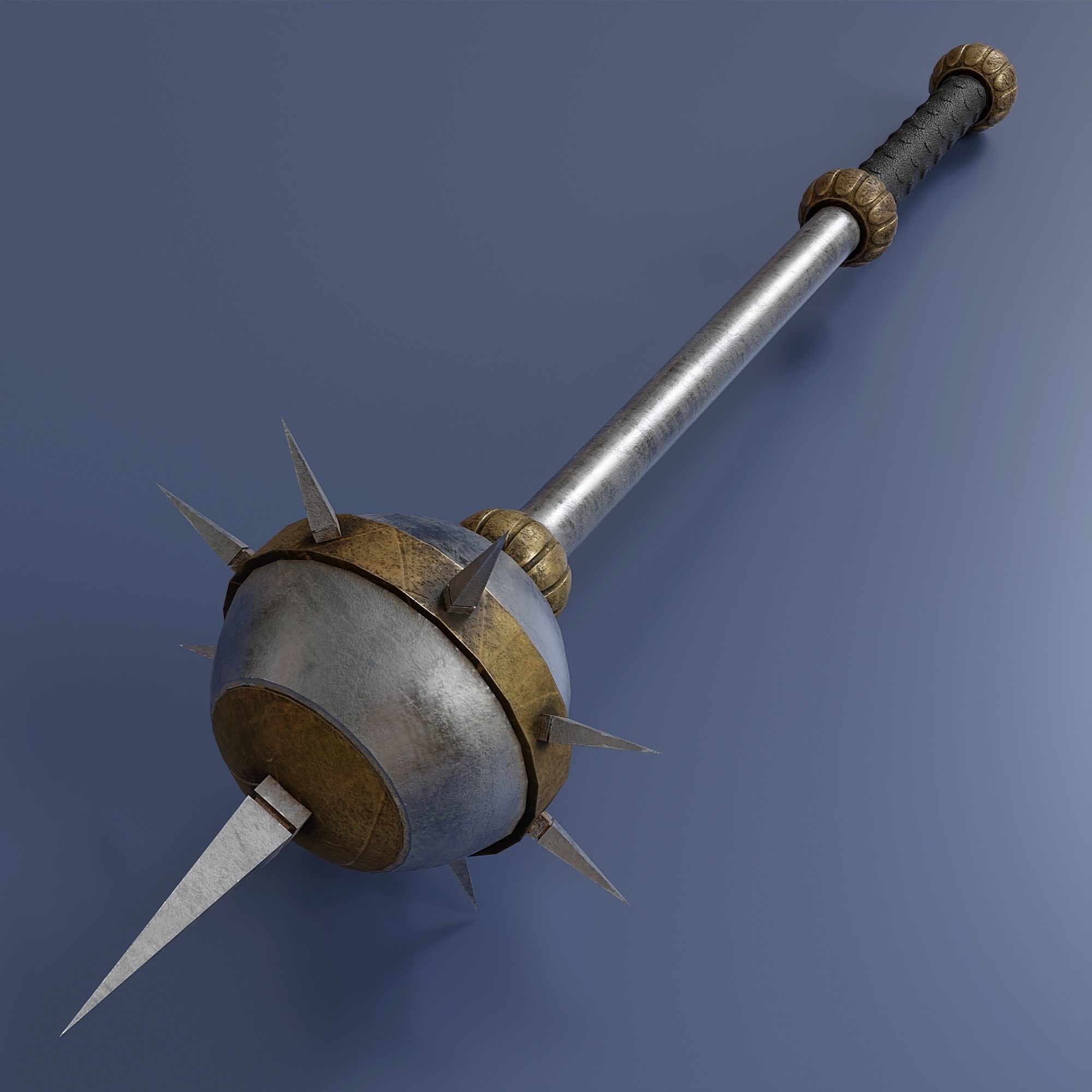 Set of five maces Low-poly 3D model_4