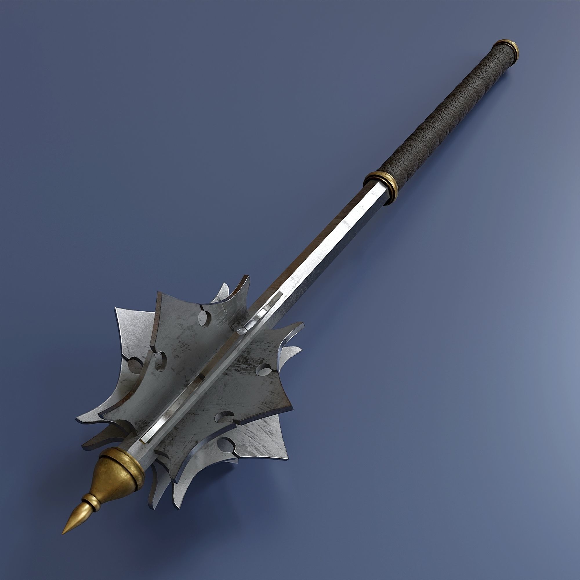 Set of five maces Low-poly 3D model_5