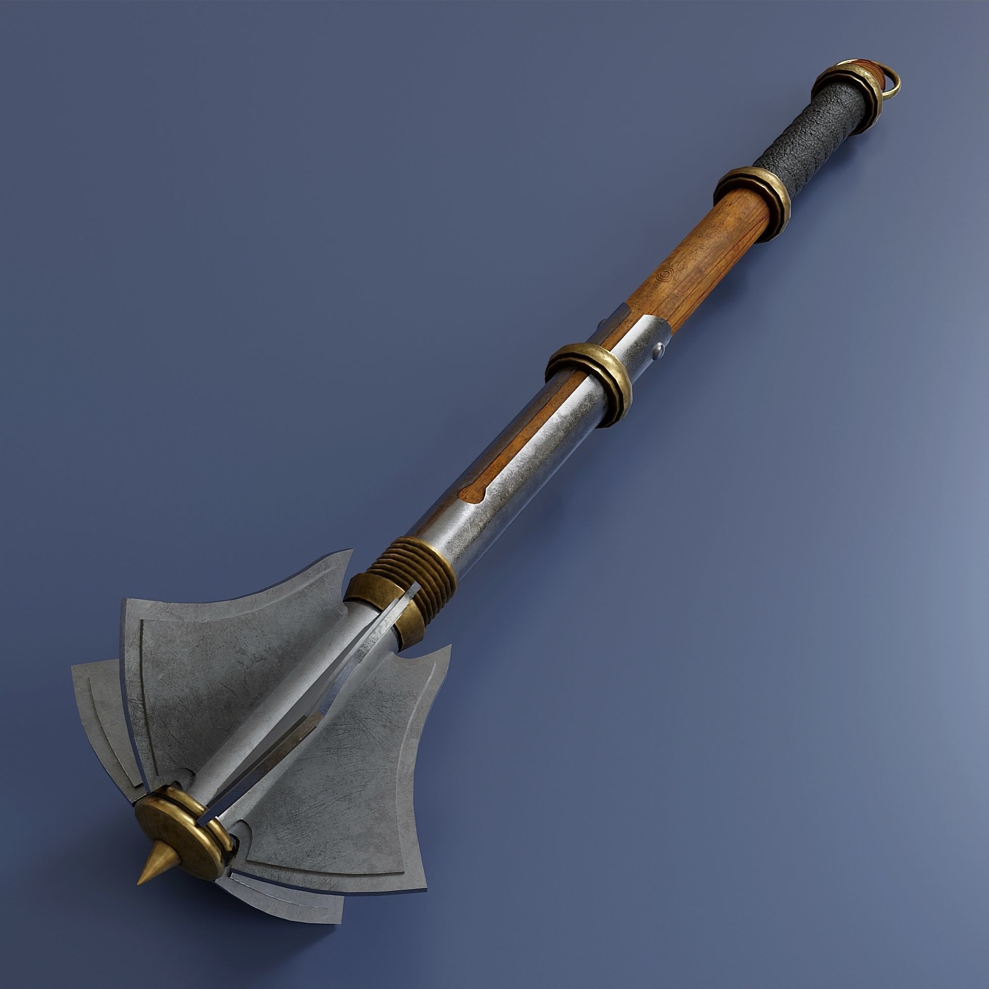 Set of five maces Low-poly 3D model_6