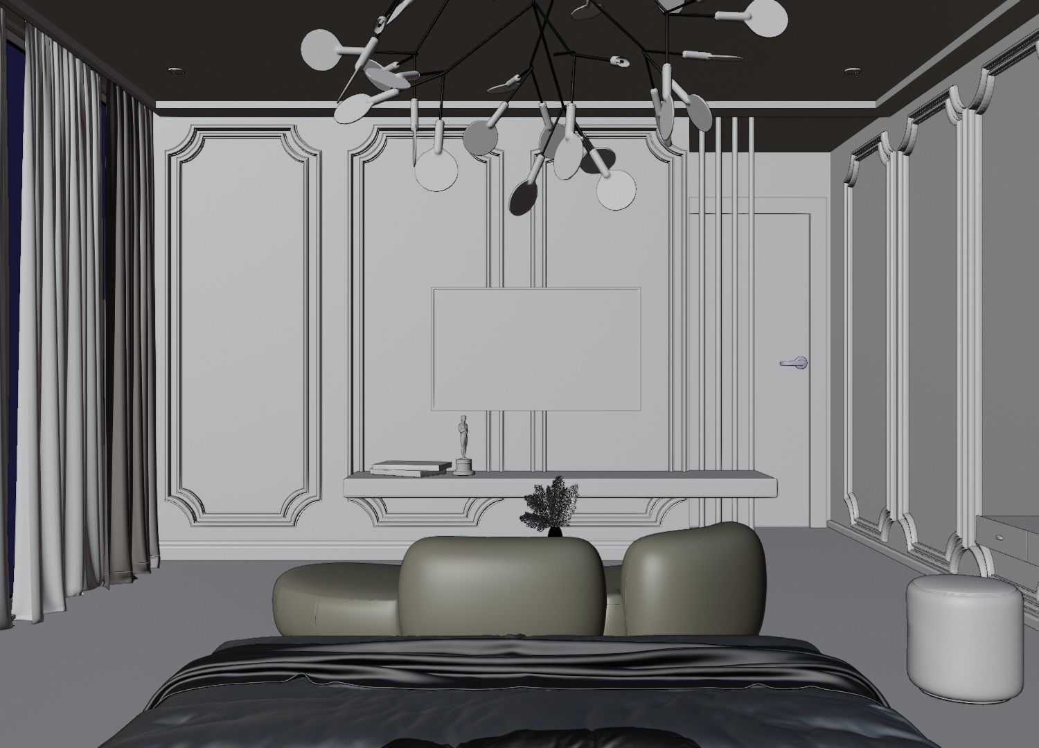 Photorealistic Interior Bedroom Scene In Native Blend File 3D model_24