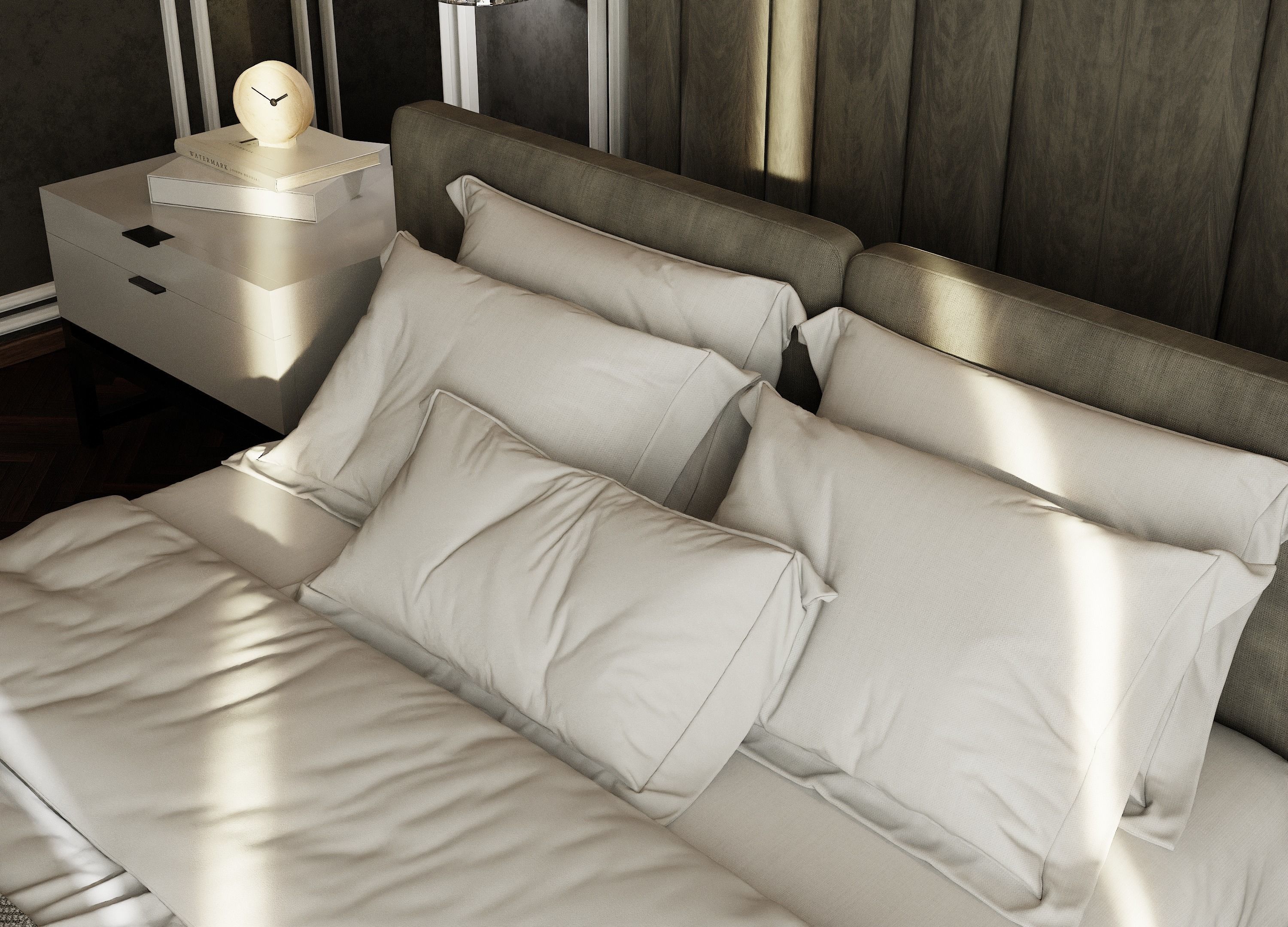 Photorealistic Interior Bedroom Scene In Native Blend File 3D model_10