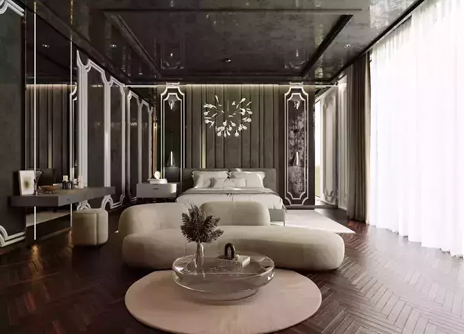 Photorealistic Interior Bedroom Scene In Native Blend File 3D model