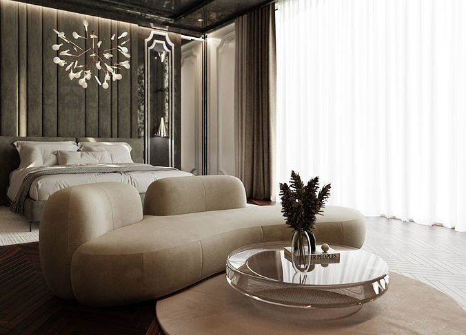 Photorealistic Interior Bedroom Scene In Native Blend File 3D model 3