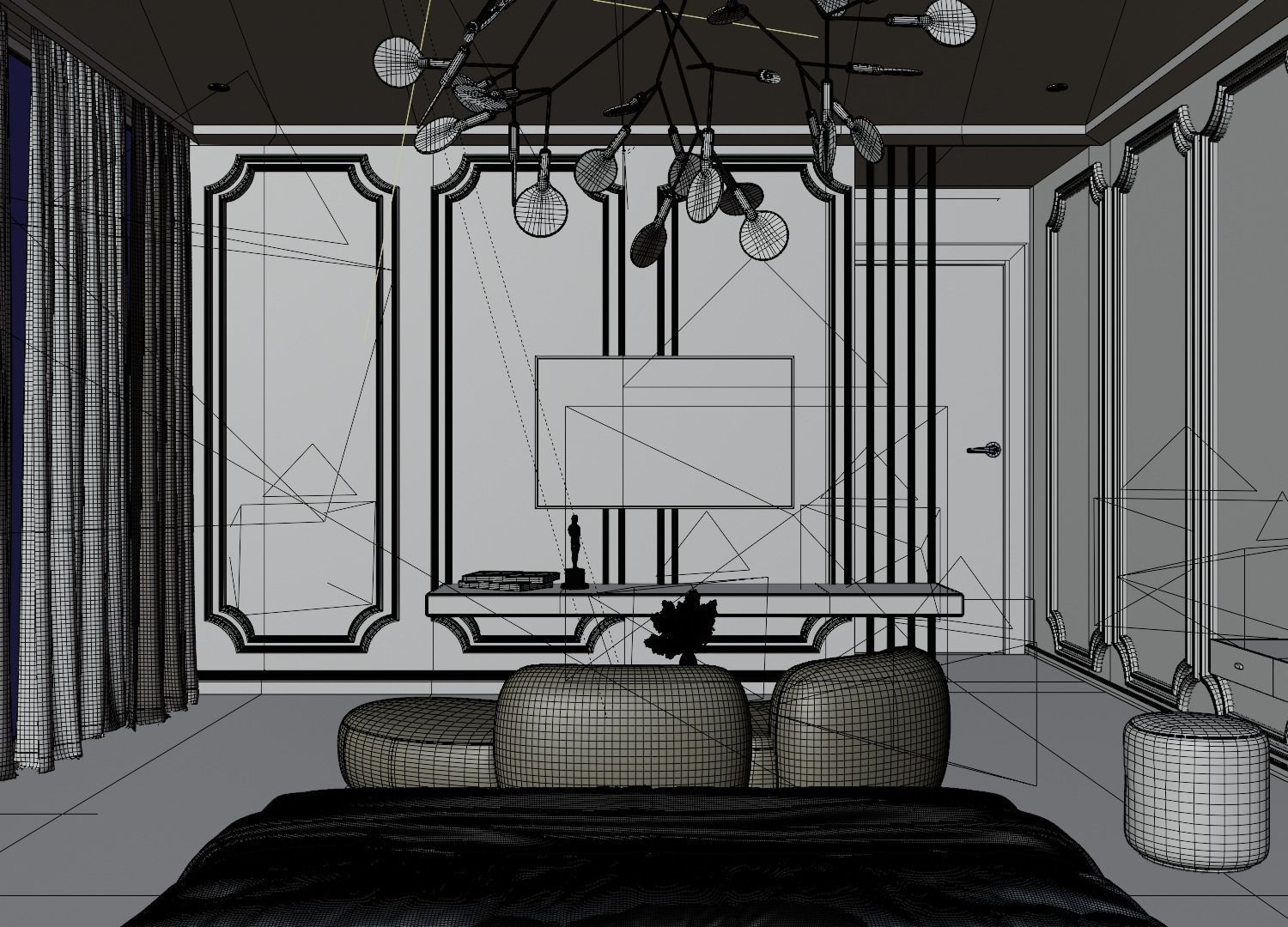 Photorealistic Interior Bedroom Scene In Native Blend File 3D model_23