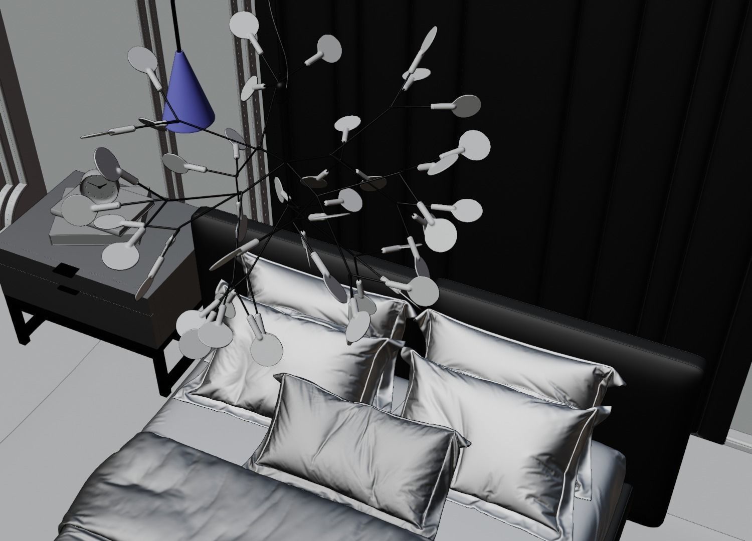 Photorealistic Interior Bedroom Scene In Native Blend File 3D model_22