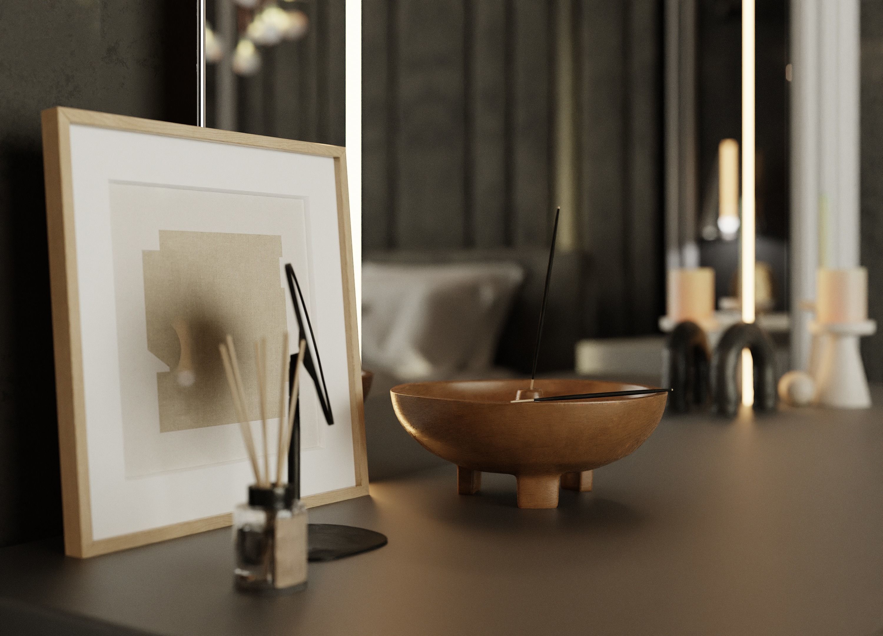 Photorealistic Interior Bedroom Scene In Native Blend File 3D model_8