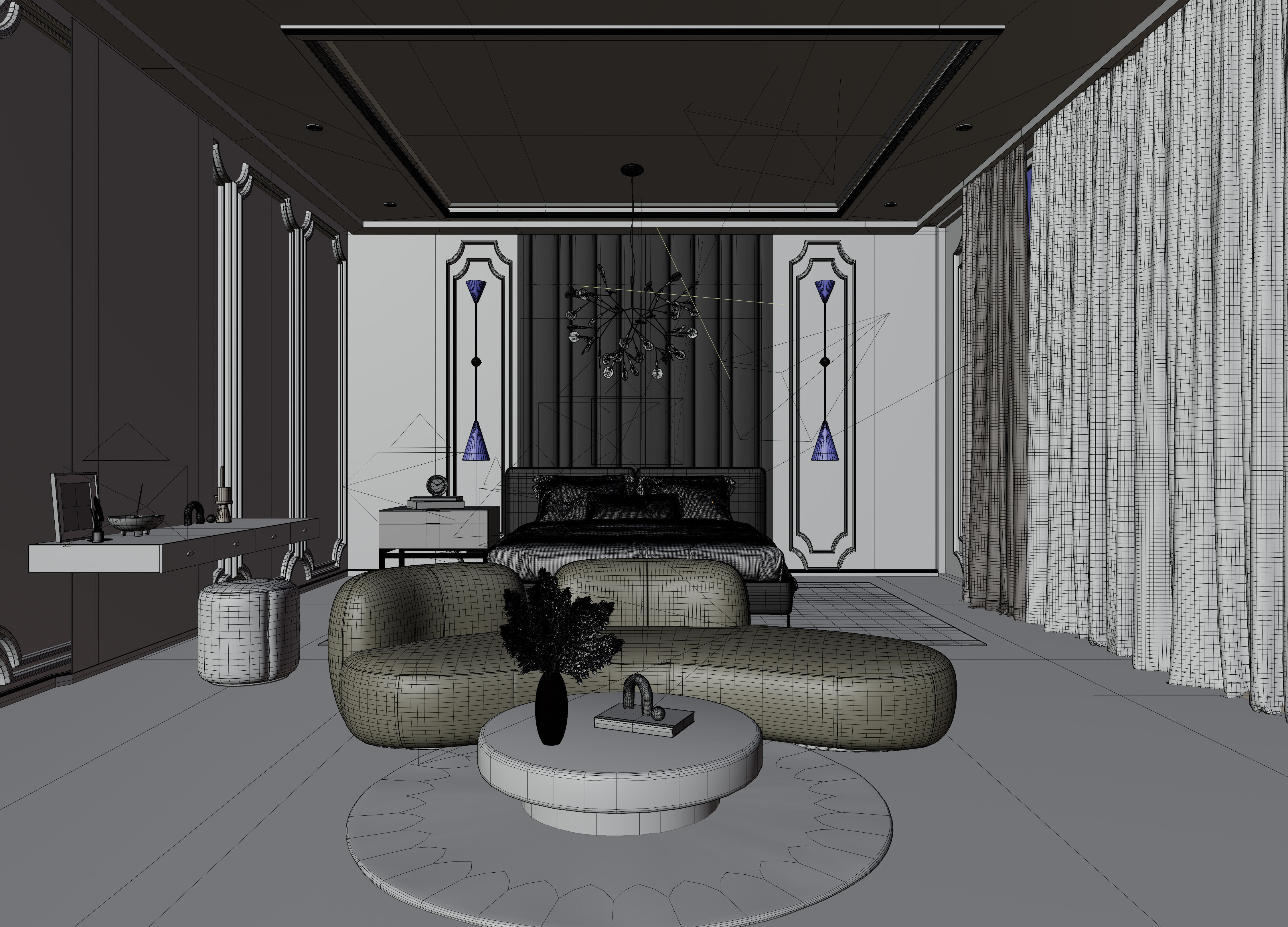 Photorealistic Interior Bedroom Scene In Native Blend File 3D model_11