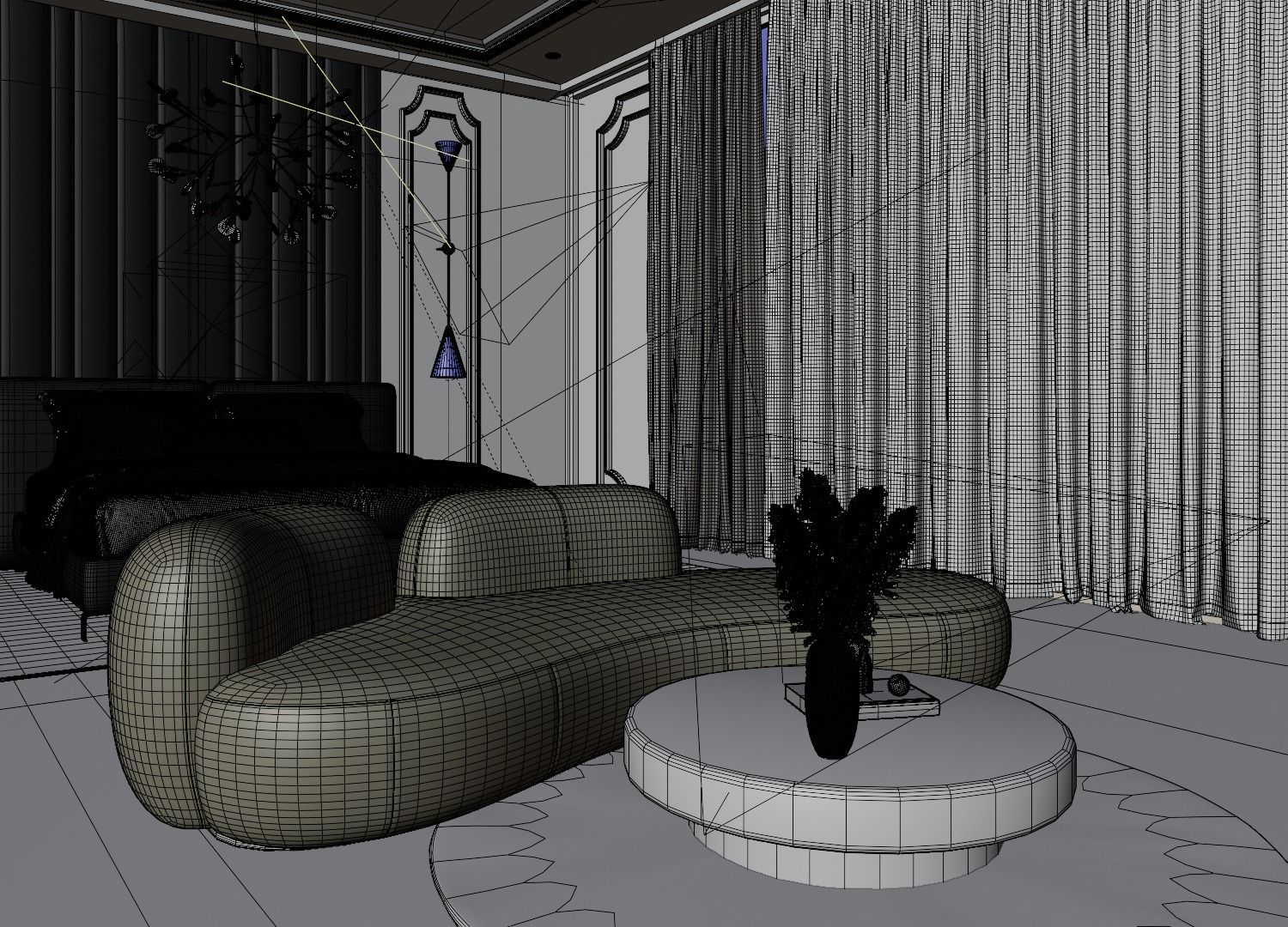 Photorealistic Interior Bedroom Scene In Native Blend File 3D model_15