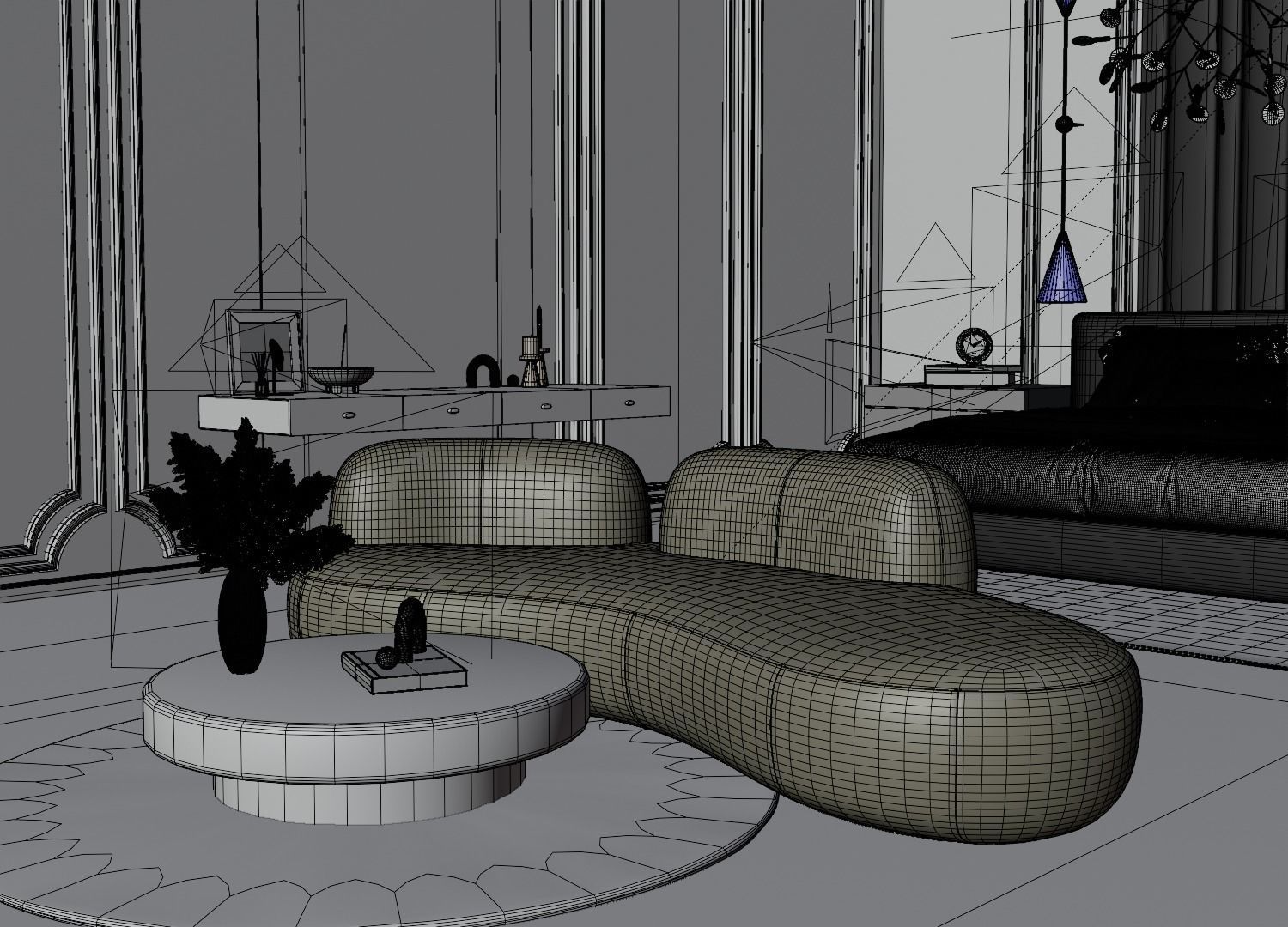 Photorealistic Interior Bedroom Scene In Native Blend File 3D model_17