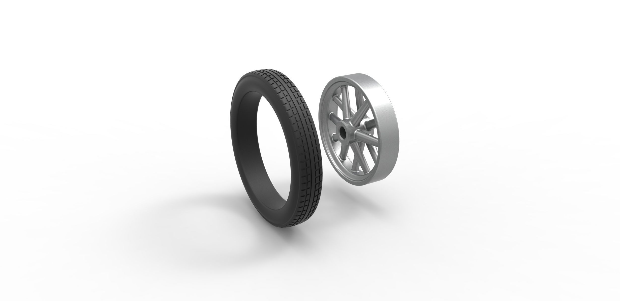 Front wheel of old school dragster Scale 1 to 25 3D print model_8