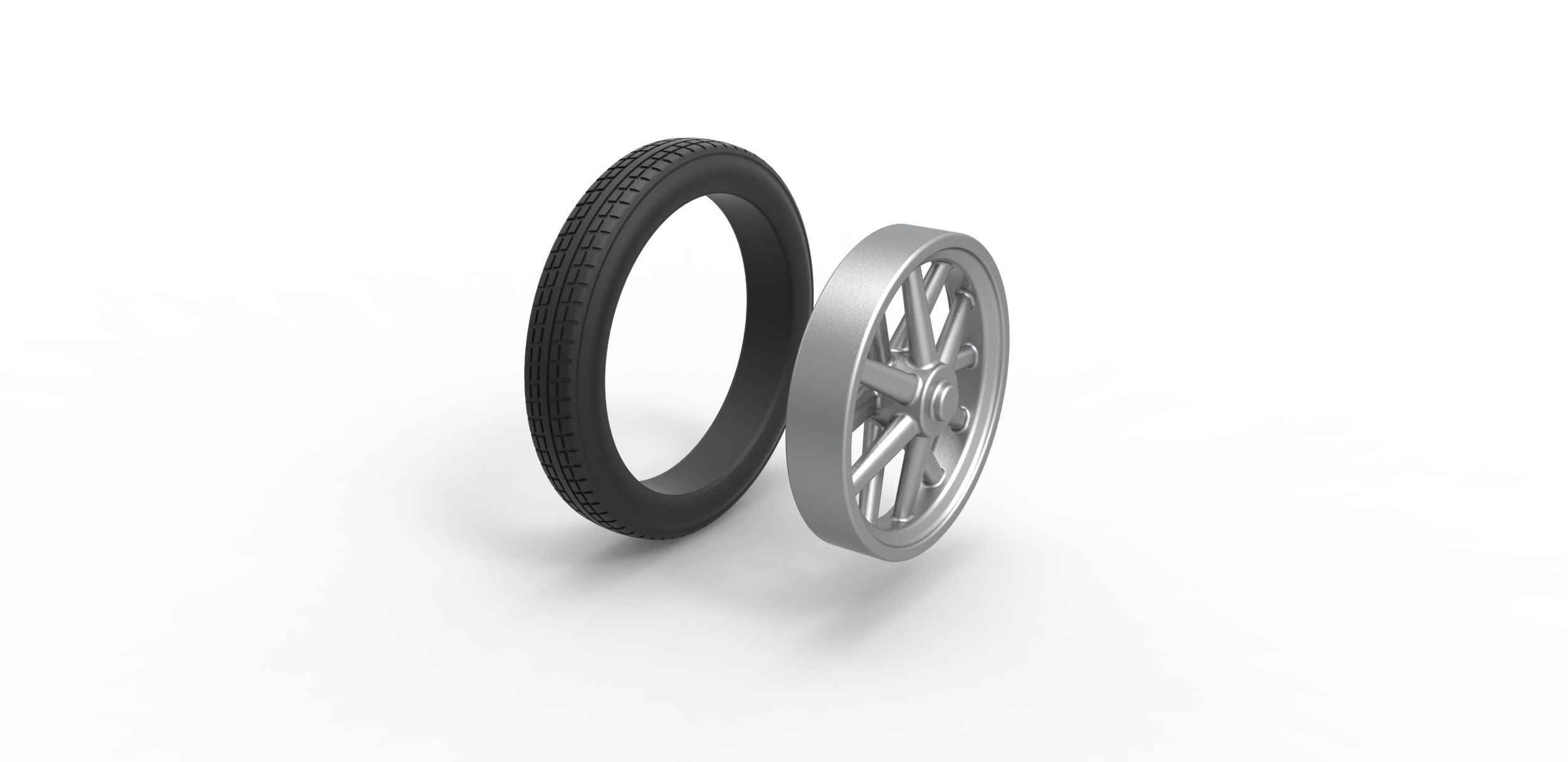 Front wheel of old school dragster Scale 1 to 25 3D print model_9