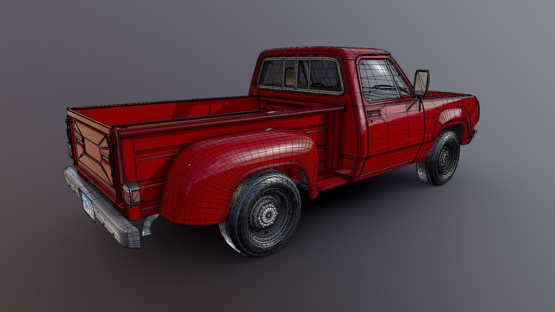 Dodge D100 utiline 1976 Low-poly 3D model_26