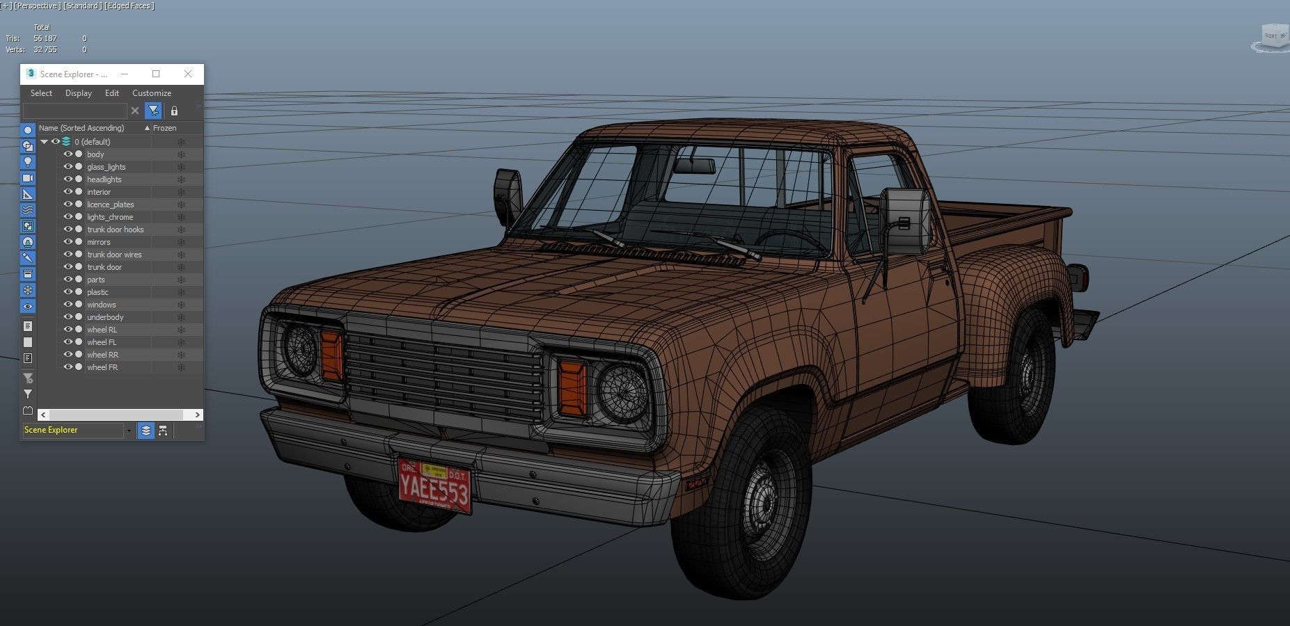 Dodge D100 utiline 1976 Low-poly 3D model_36
