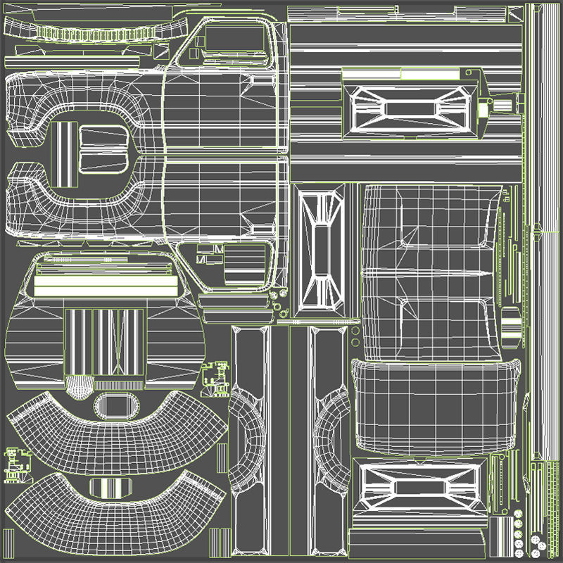 Dodge D100 utiline 1976 Low-poly 3D model_44