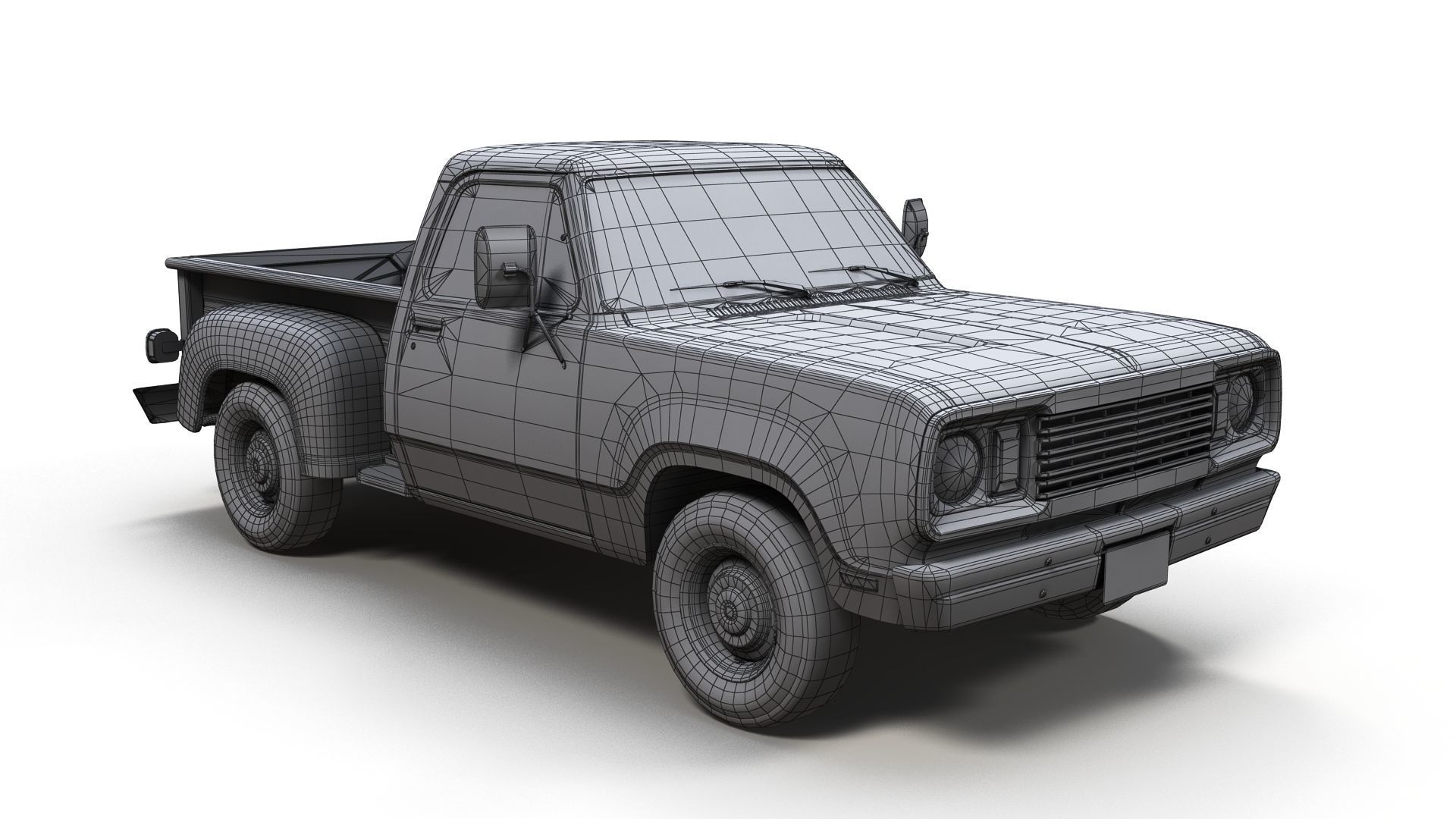 Dodge D100 utiline 1976 Low-poly 3D model_14