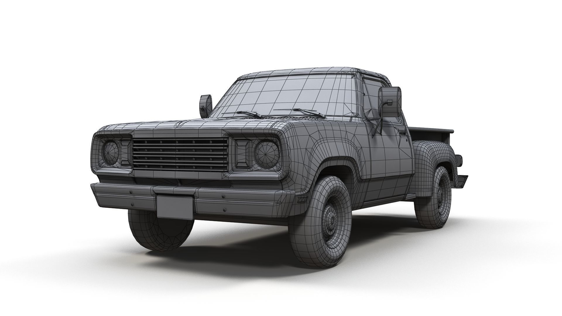 Dodge D100 utiline 1976 Low-poly 3D model_16