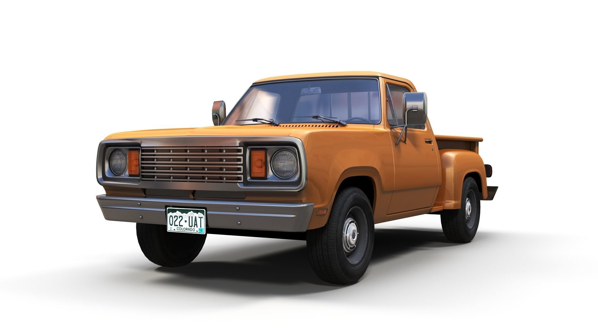 Dodge D100 utiline 1976 Low-poly 3D model_8