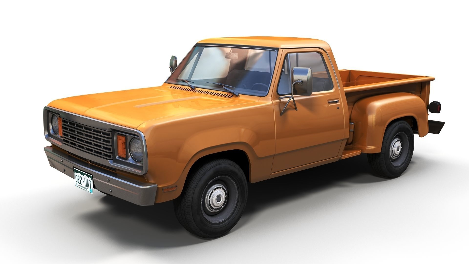 Dodge D100 utiline 1976 Low-poly 3D model_1