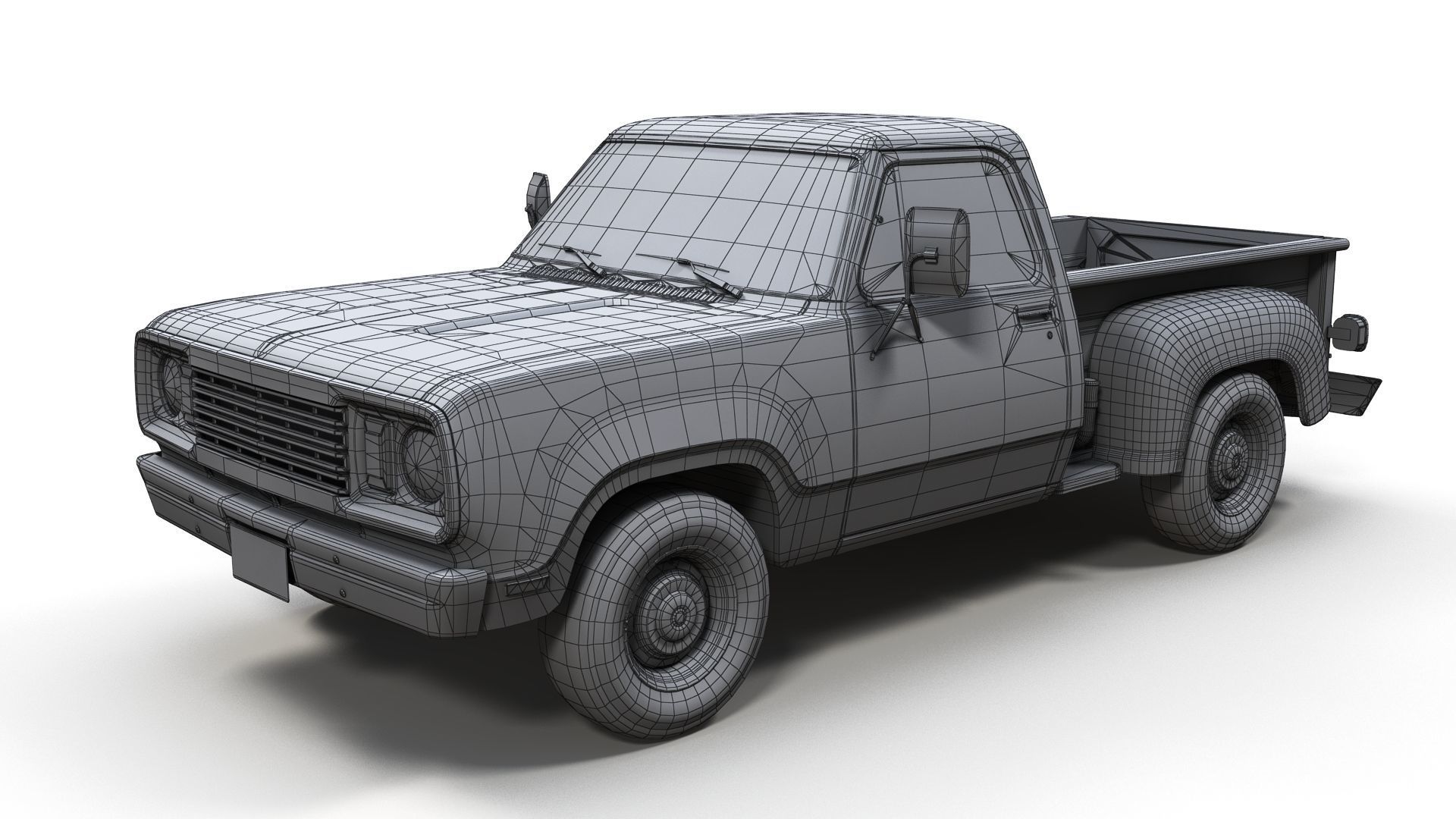 Dodge D100 utiline 1976 Low-poly 3D model_9