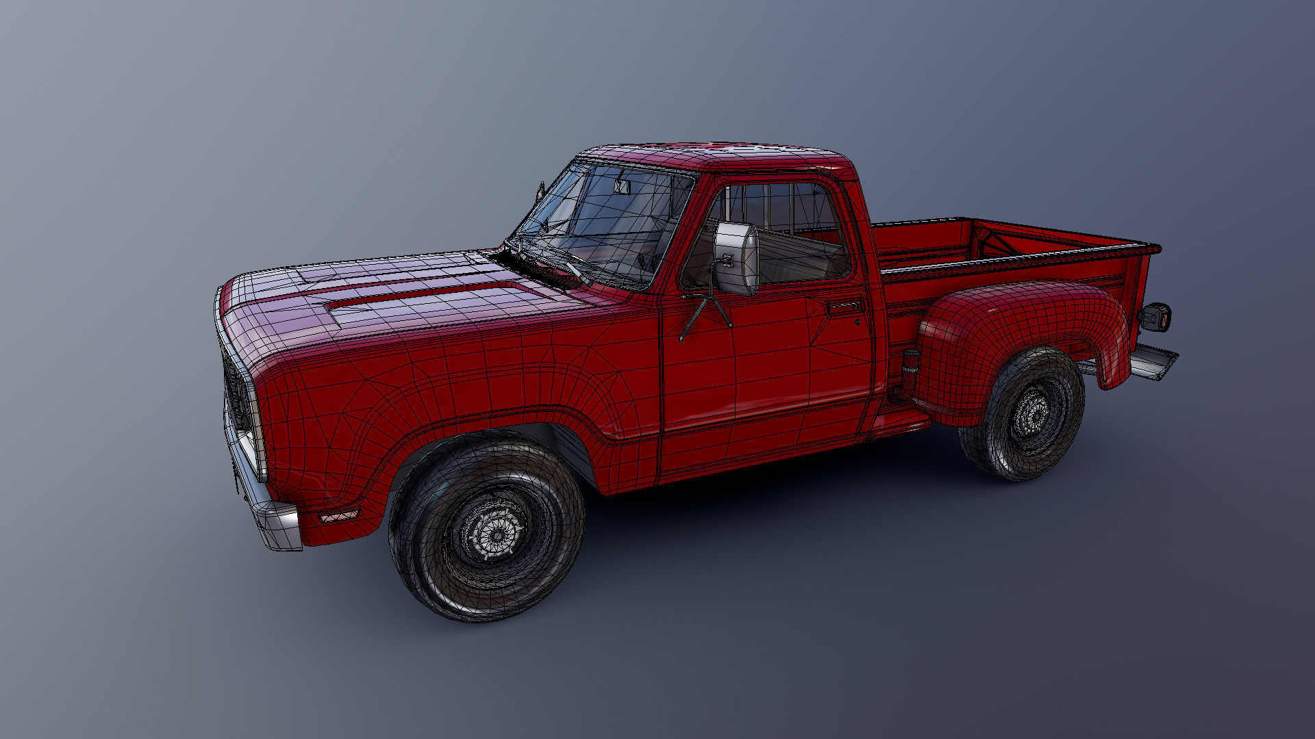 Dodge D100 utiline 1976 Low-poly 3D model_25
