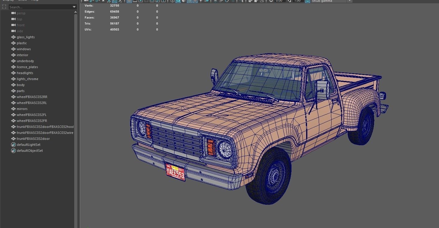 Dodge D100 utiline 1976 Low-poly 3D model_43