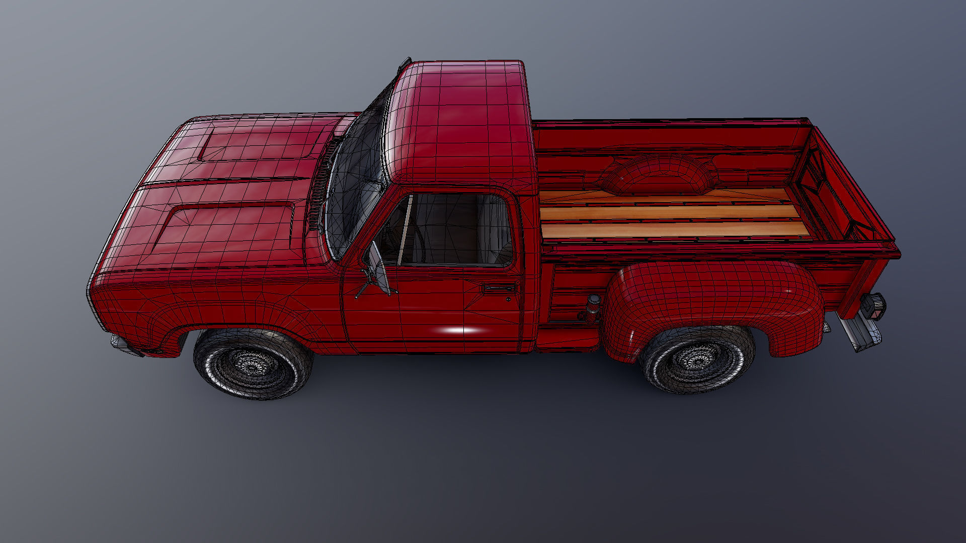 Dodge D100 utiline 1976 Low-poly 3D model_27