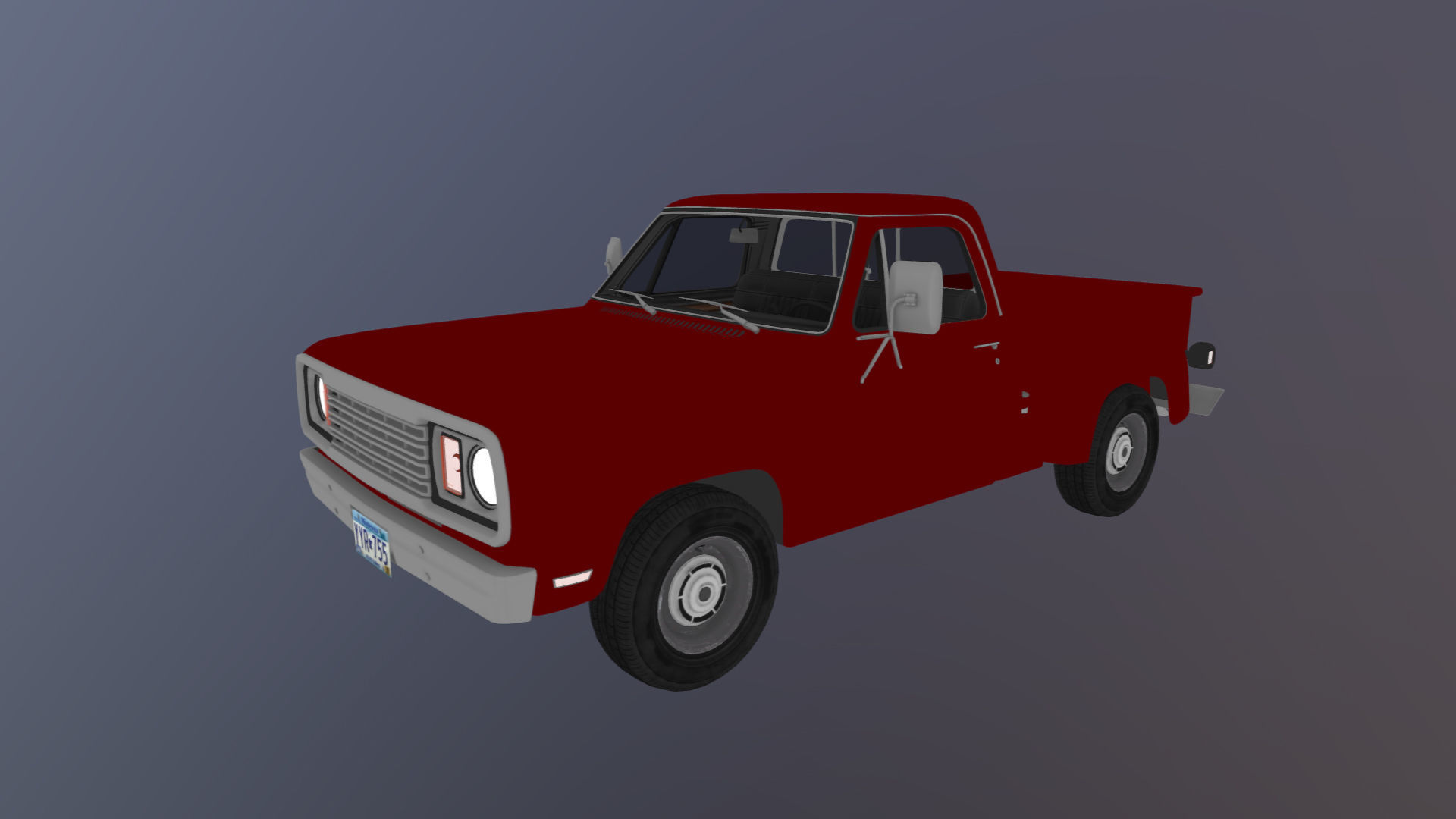 Dodge D100 utiline 1976 Low-poly 3D model_35