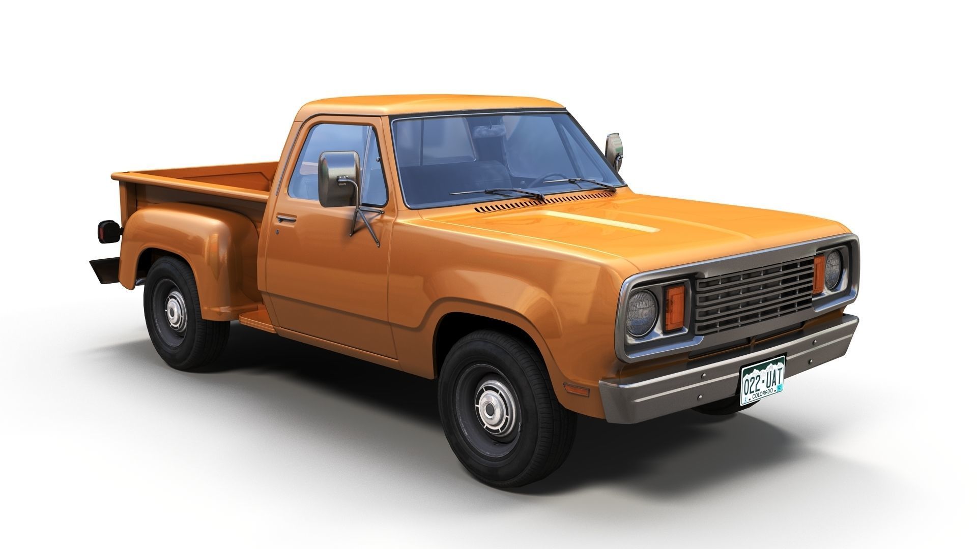 Dodge D100 utiline 1976 Low-poly 3D model_6