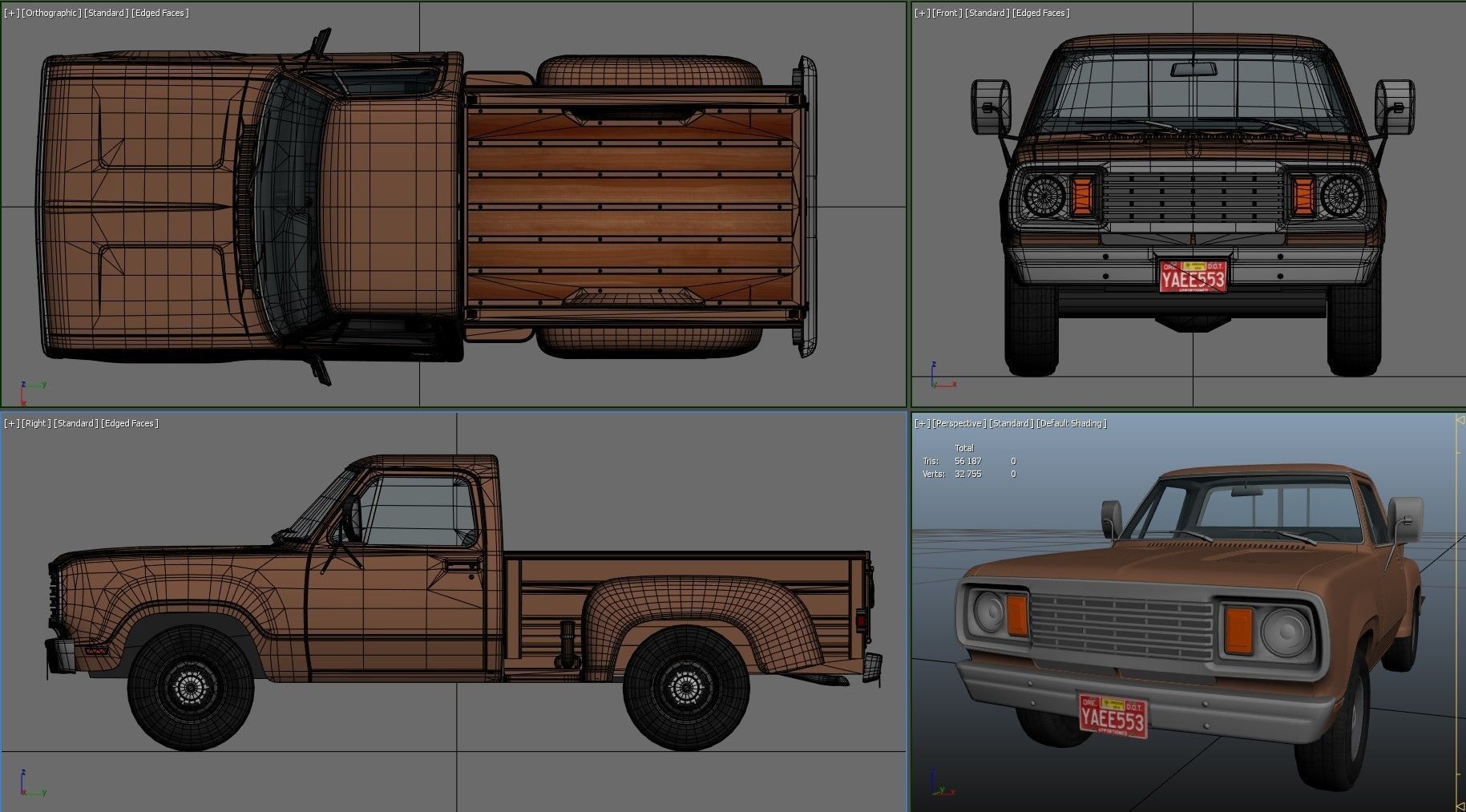 Dodge D100 utiline 1976 Low-poly 3D model_38