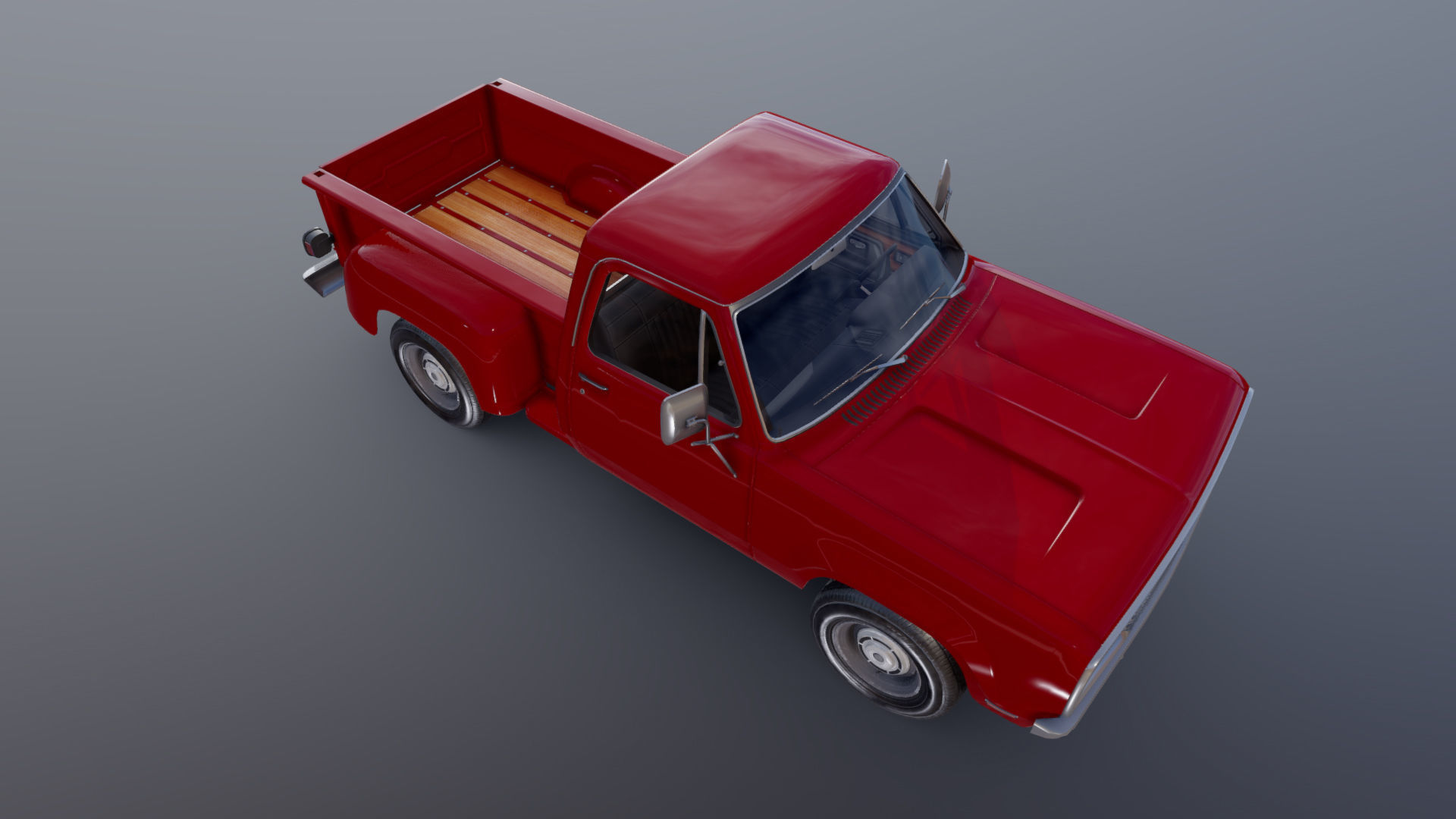 Dodge D100 utiline 1976 Low-poly 3D model_24