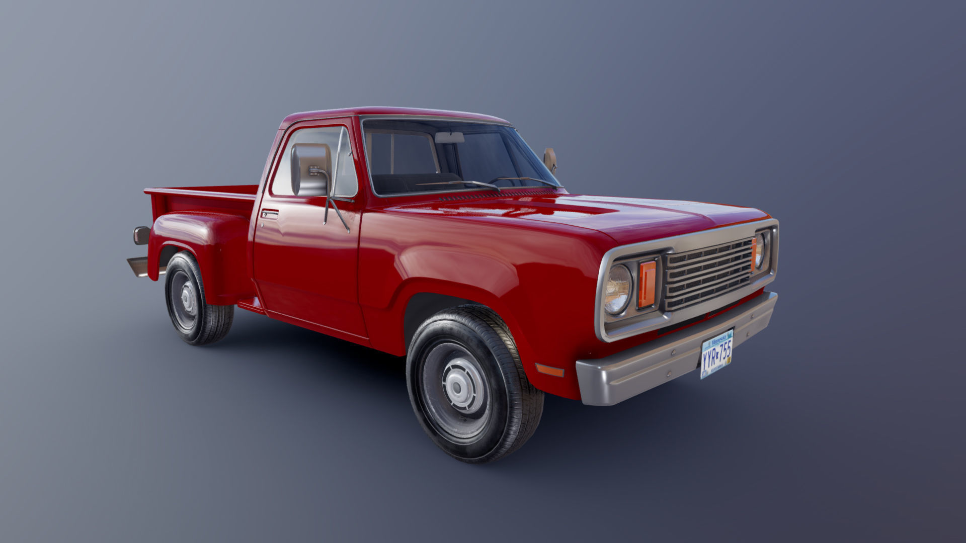 Dodge D100 utiline 1976 Low-poly 3D model_22