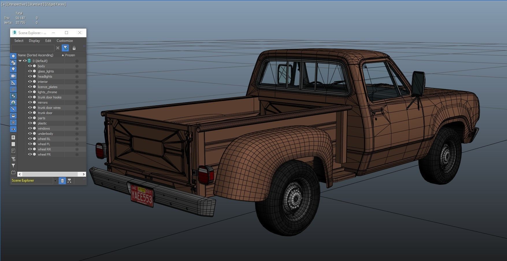 Dodge D100 utiline 1976 Low-poly 3D model_37