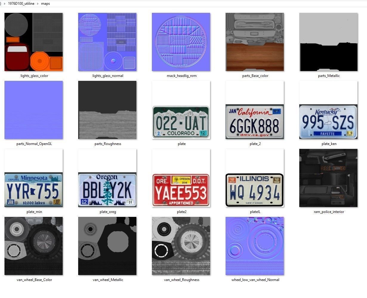 Dodge D100 utiline 1976 Low-poly 3D model_45