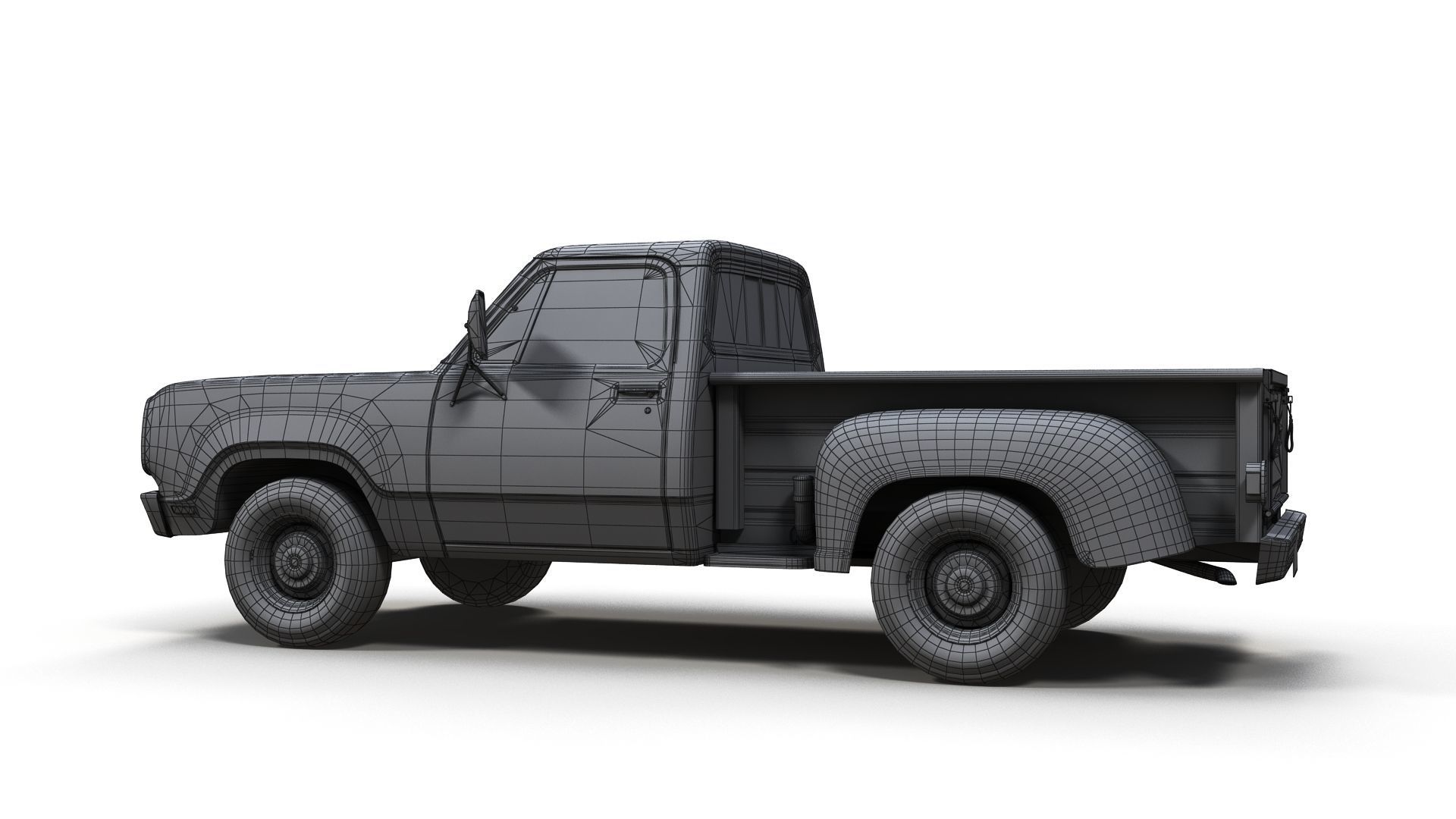 Dodge D100 utiline 1976 Low-poly 3D model_12