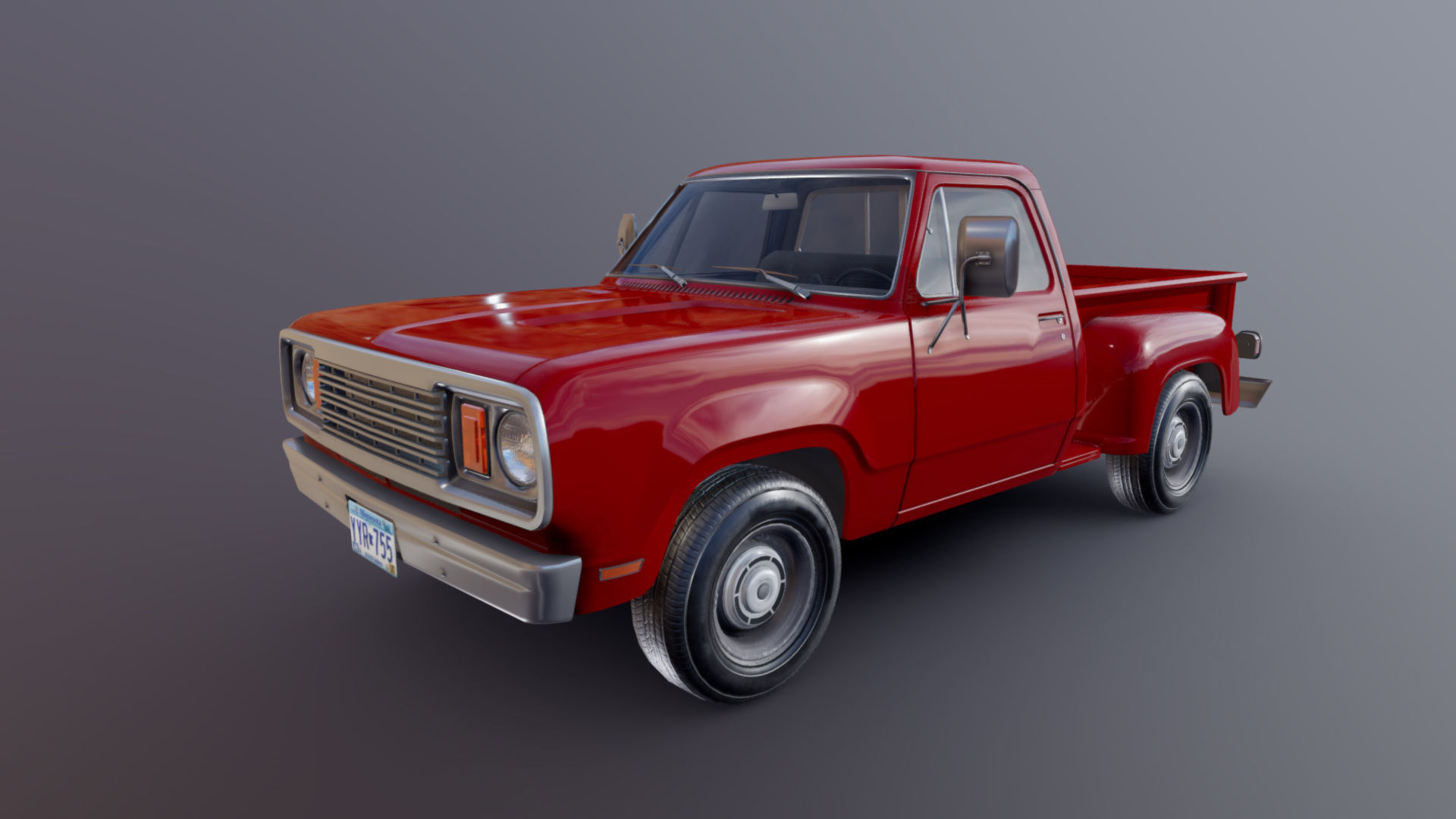 Dodge D100 utiline 1976 Low-poly 3D model_17