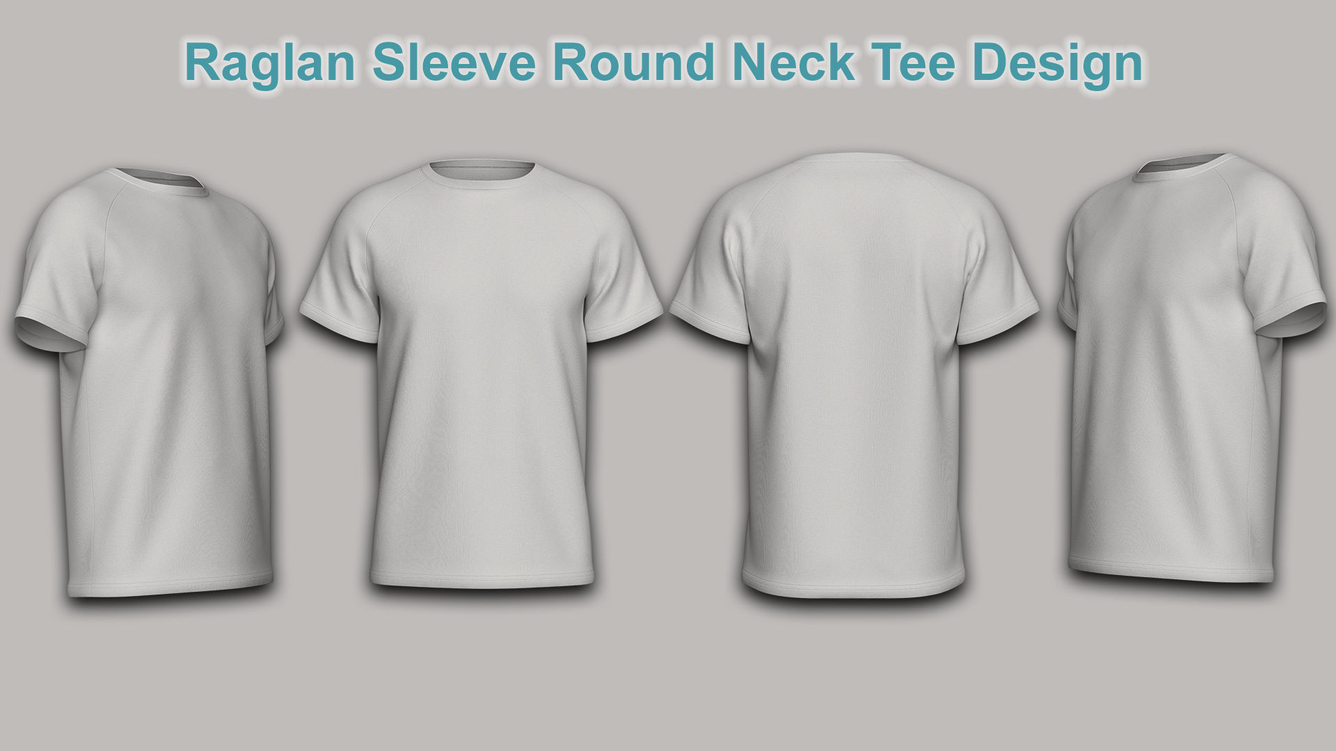 Raglan Sleeve Round Neck Tee Design 3D model_7
