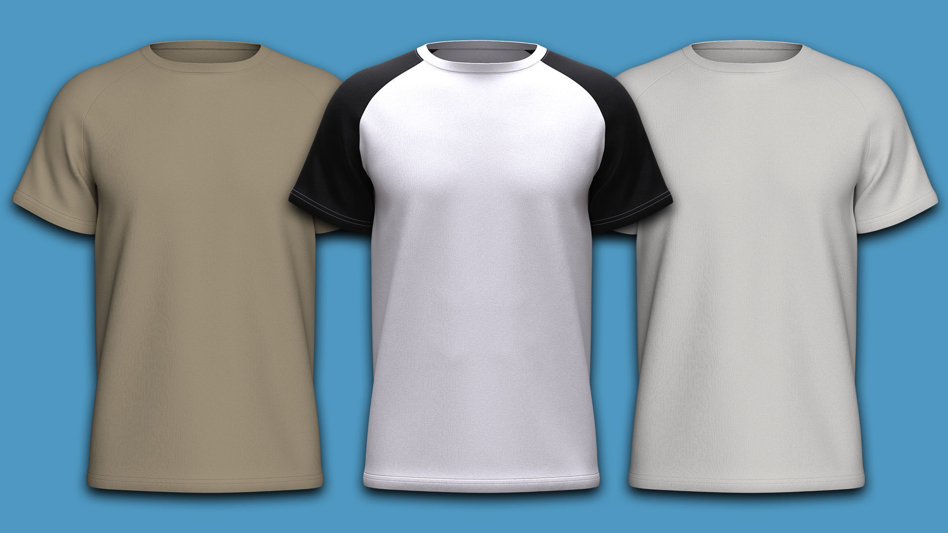 Raglan Sleeve Round Neck Tee Design 3D model_6
